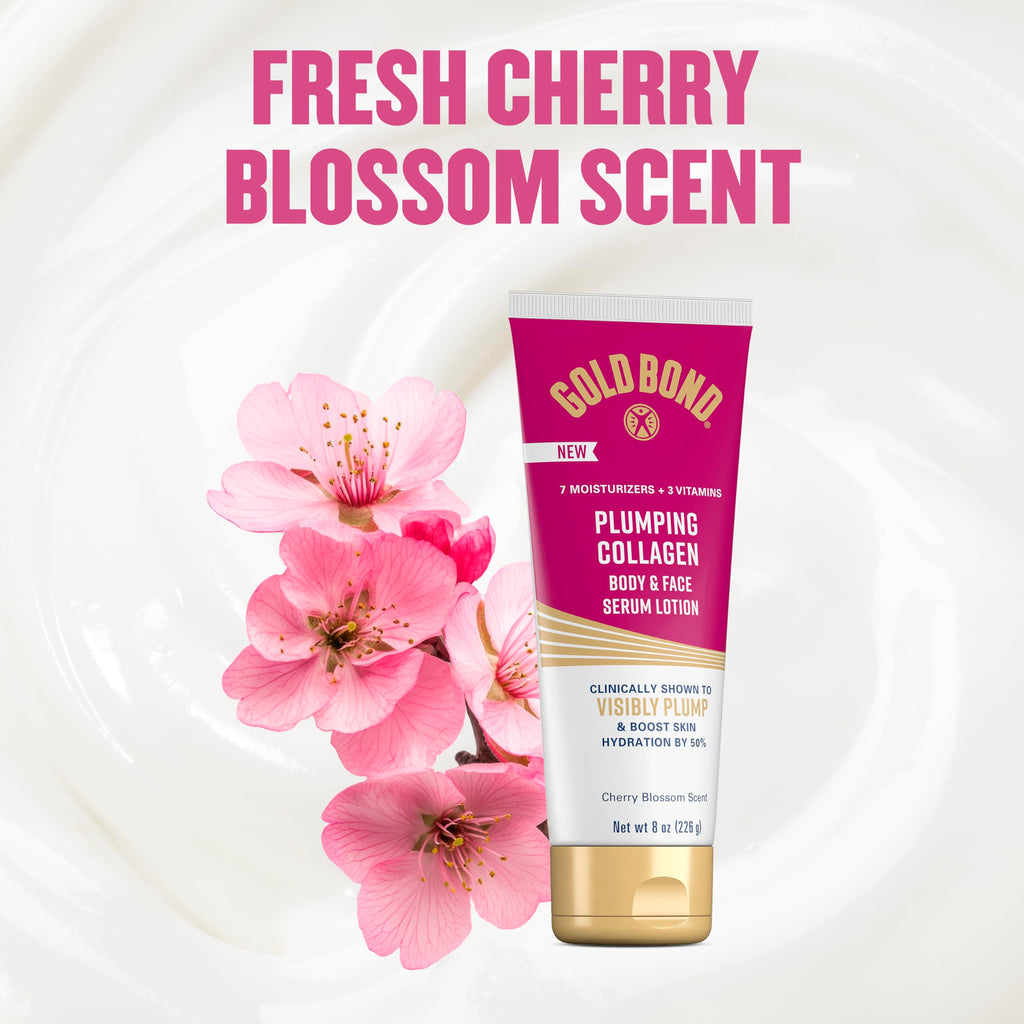 Gold Bond Plumping Collagen Body & Face Serum Lotion, Lightweight Hydrating Moisturizer with Collagen Peptide Complex