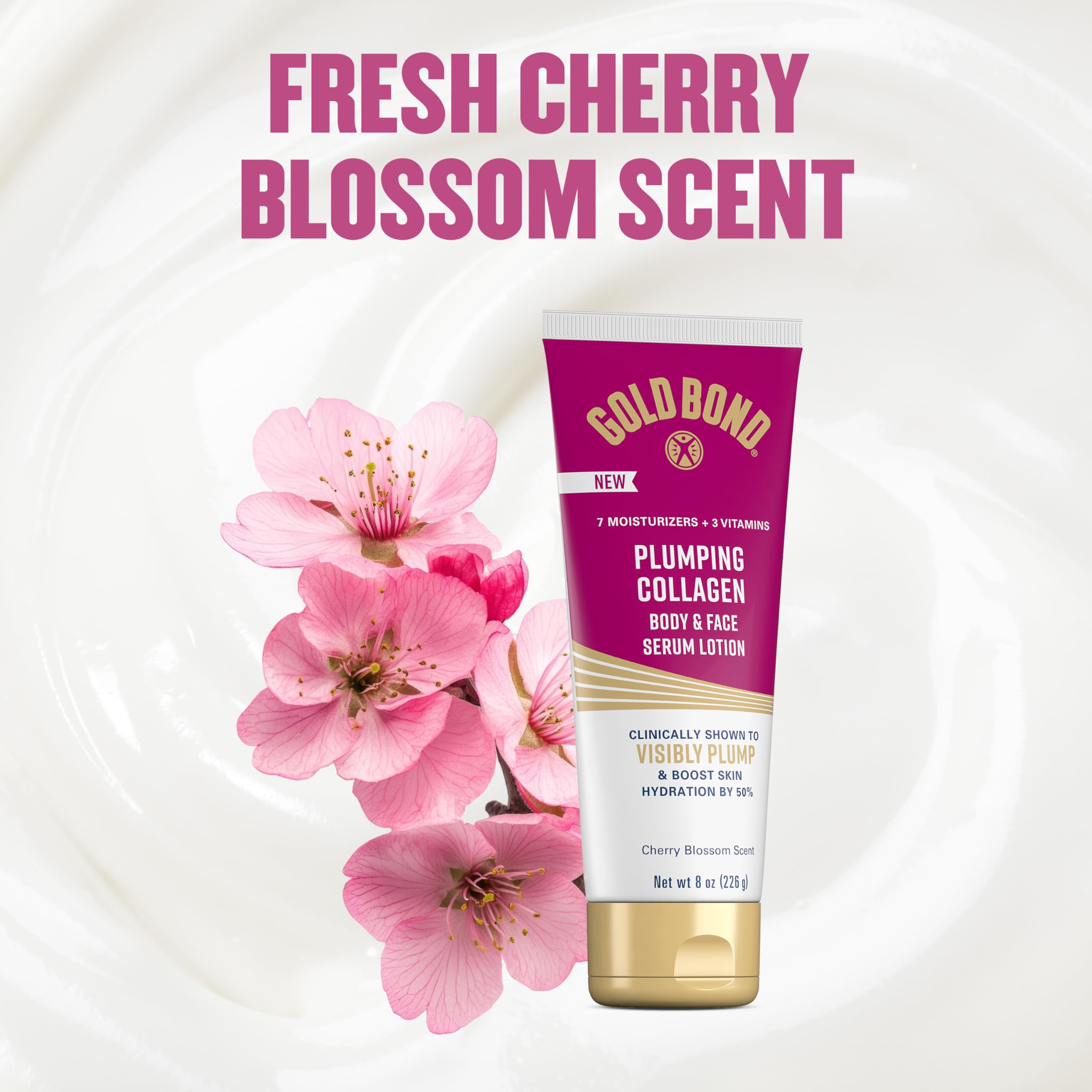 Gold Bond Plumping Collagen Body & Face Serum Lotion, Lightweight Hydrating Moisturizer with Collagen Peptide Complex