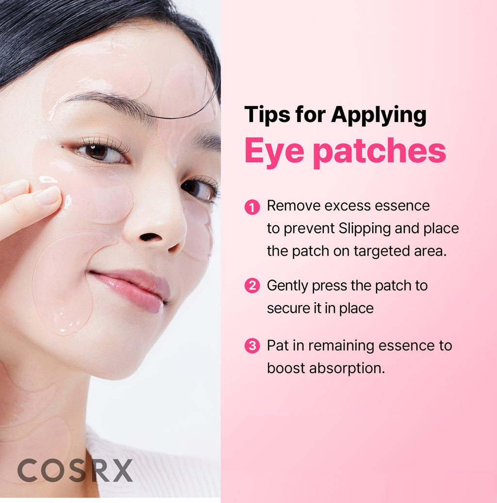 COSRX Pink Peptides Collagen Hydrogel Eye Patch for Puffy Eyes and Dark Circles, Under Eye Mask, 60 Under Eye Patches, Korean Skin Care