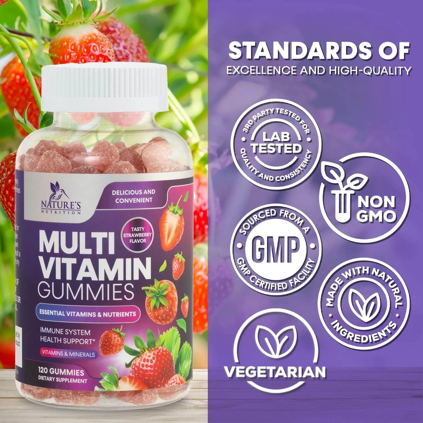Multivitamin Gummies for Adults - Daily Adult Multivitamins Gummy with Vitamins A, C, D, B12 for Women & Men Nature's Nutrition Au supplements
