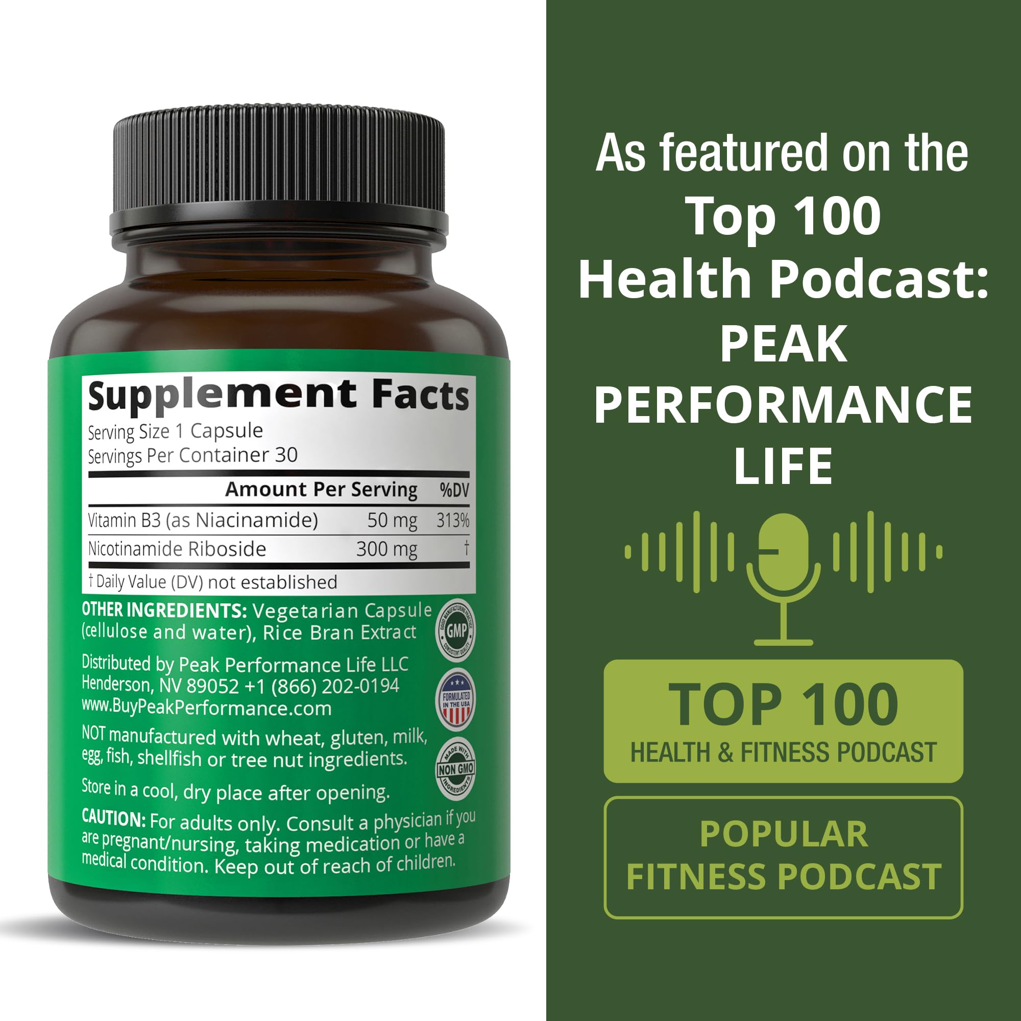 Peak Performance Nicotinamide Riboside NR Supplement Capsule. NMN Alternative NAD Supplement + Niacinamide for NAD+ Levels As We Age. 3rd Party Tested, Non-GMO, Vegan NR Vitamin for Women and Men Peak Performance Au supplements
