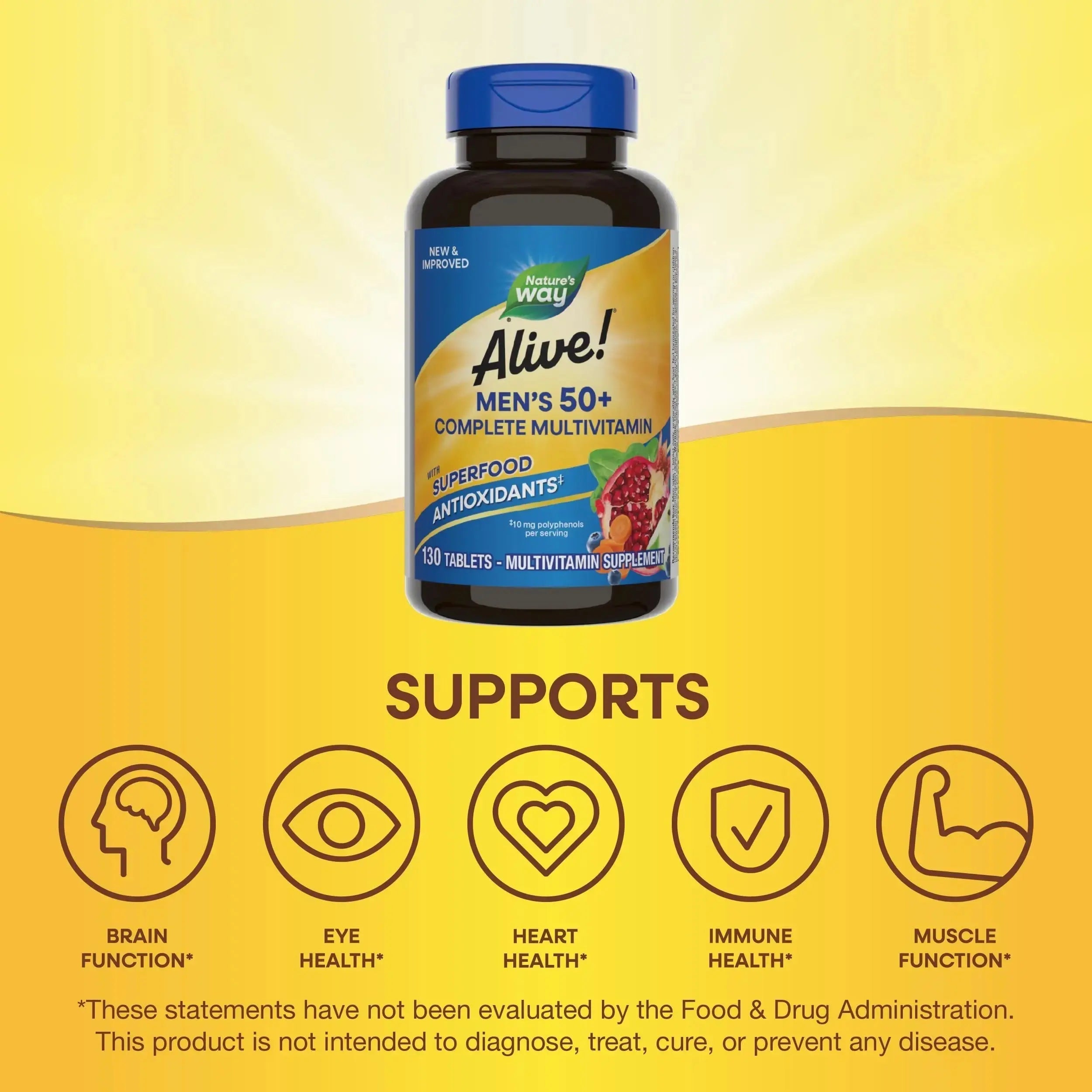 Nature’s Way Alive! Men’s 50+ Complete Multivitamin, Supports Multiple Body Systems*, Supports Cellular Energy Nature's Way Au supplements