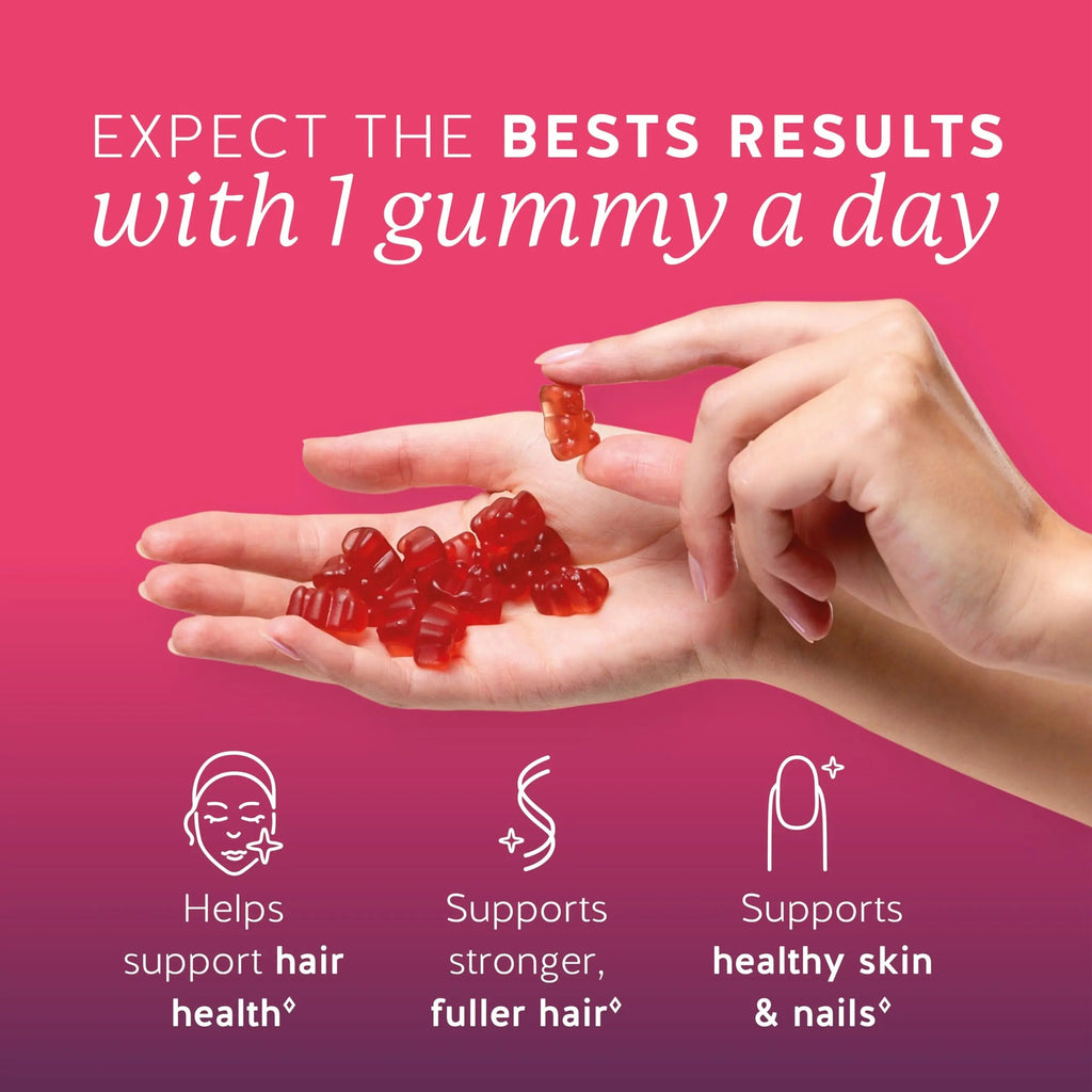 Biotin Gummies for Hair, Skin & Nails. 5,000 mcg High Potency Vegan Vitamins for Faster Hair Growth, Stronger Nails & Healthy Skin. with Vitamins C & E, 90 Gummies Bears with Benefits Au supplements