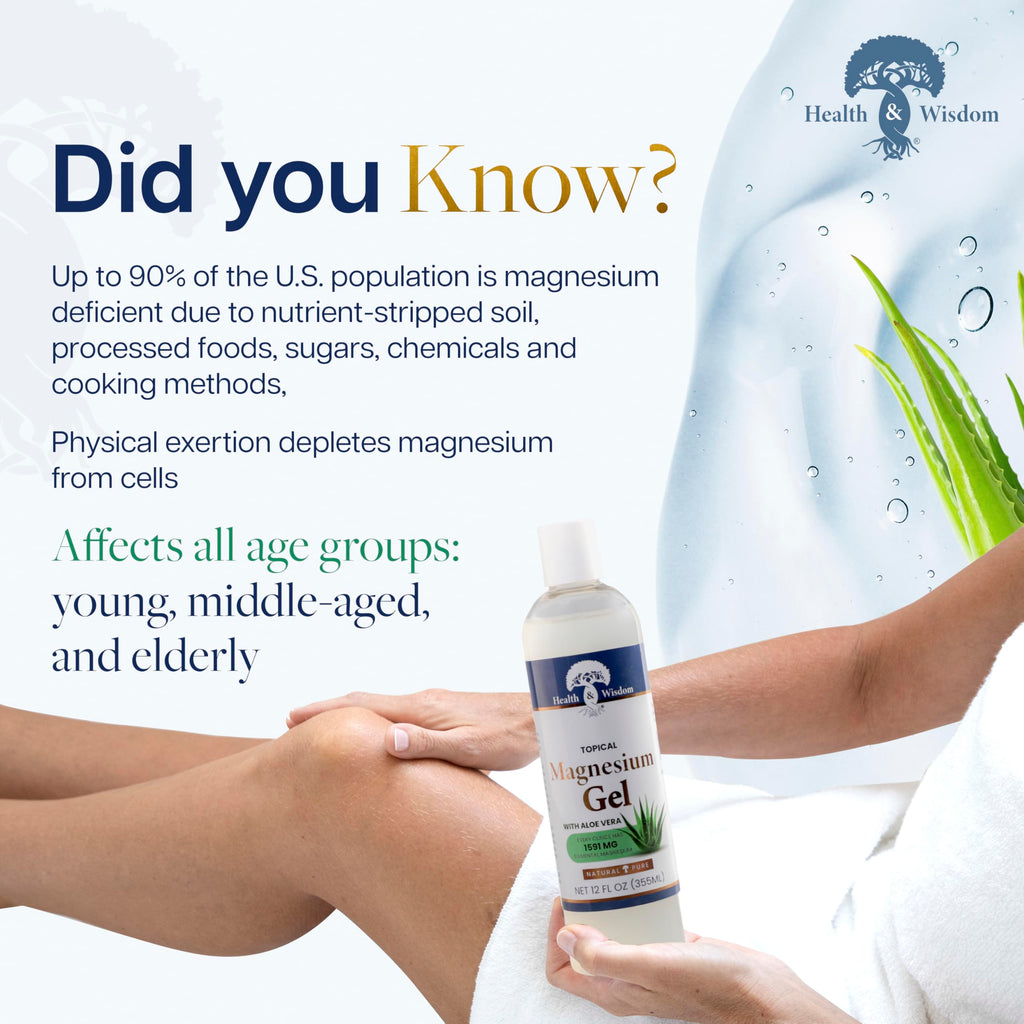 Health and Wisdom Pure Magnesium Gel with Seaweed Extract and Aloe Vera - Topical Muscle & Joint Relief- Natural and Pure Skin & Scalp Moisturizing - Enhanced Absorption - 12 Fl oz Health and Wisdom Au supplements
