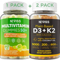 NEVISS 50+ Daily Gummy Multivitamin Algae Omega 3 & Calcium, CoQ10, Magnesium + Vitamin D3 5000IU Gummies 125mcg with Calcium 600mg, K2(MK7) 200mcg NEVISS Au supplements