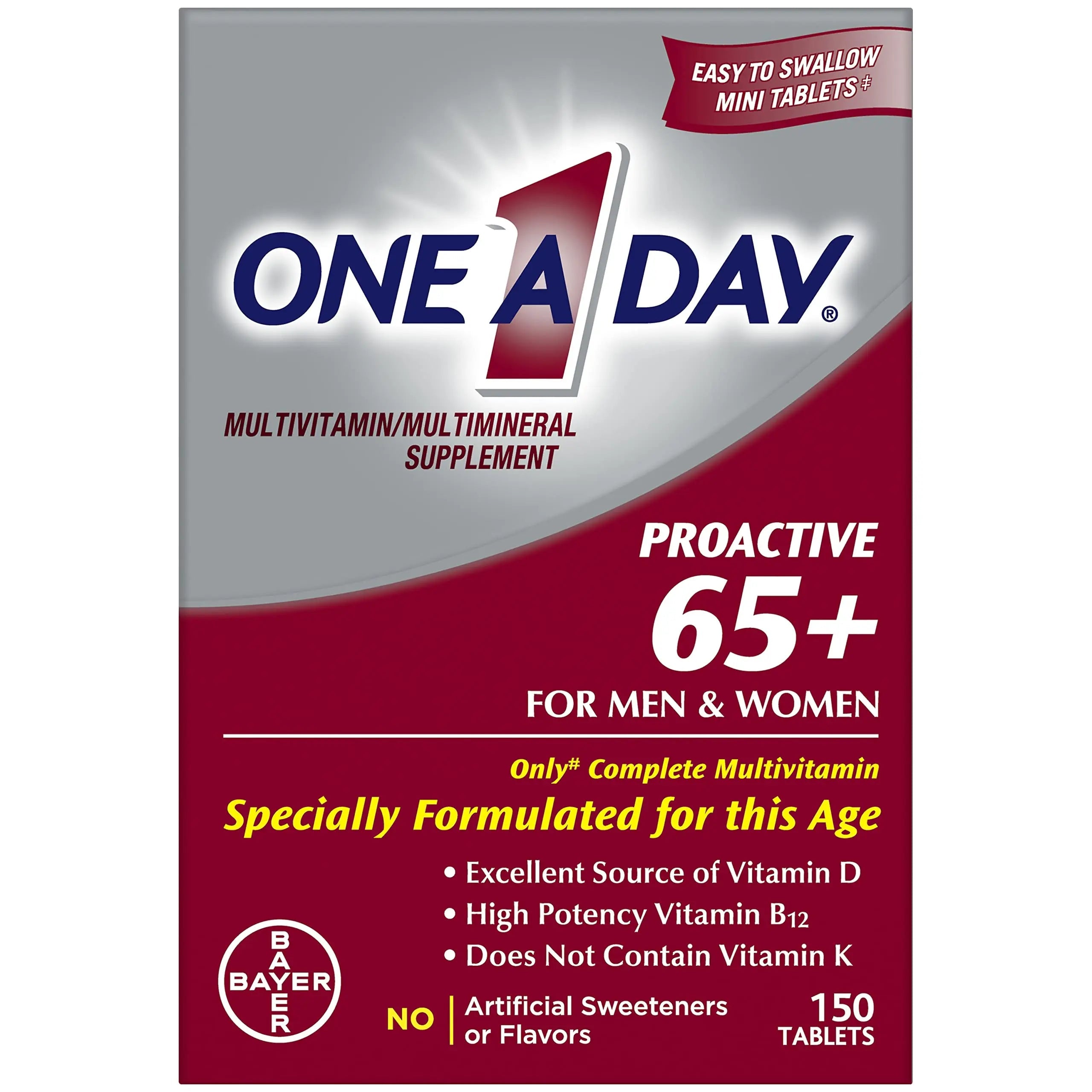 One A Day Proactive 65+, Mens & Womens Multivitamin, Supplement with Vitamin A, C, D, and Zinc to Support Bone Health & Cell Health, Calcium ONE A DAY Au supplements