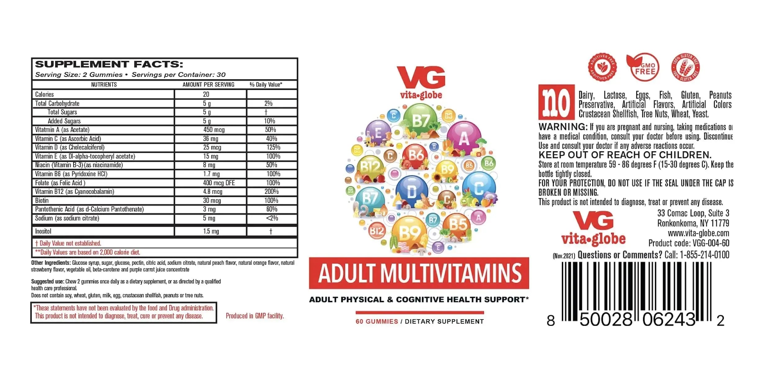 VITA GLOBE Adult Multivitamin Gummies – with Vitamins C, D, E, B6, B12, Folate & Biotin | Daily Multivitamin Supplement for Energy VITA GLOBE Au supplements
