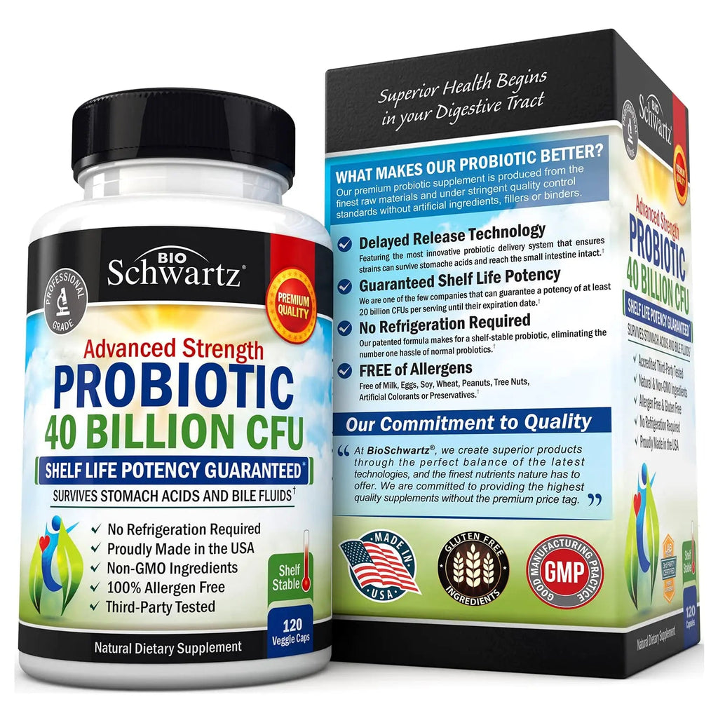 Daily Probiotic Supplement 40 Billion CFU - Gut Health Complex with Astragalus BioSchwartz Au supplements