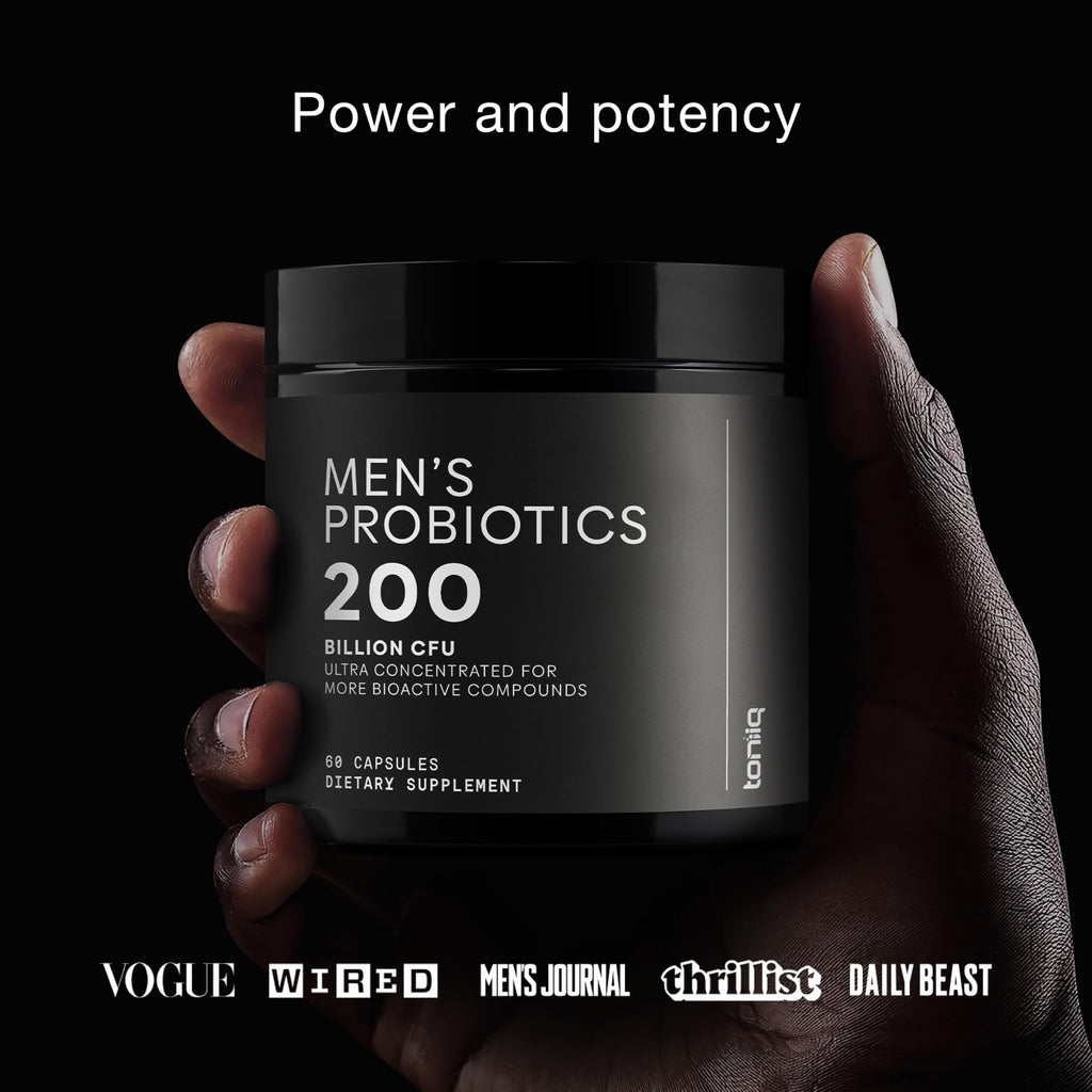 Toniiq Mens Probiotic with 20 Verified Strains – 200 Bilion CFU + 200mg FOS Prebiotic – Mens Probiotics for Gut Health - Cold-Chain & Delayed-Release – Lab-Tested Synbiotic Formula Toniiq Au supplements