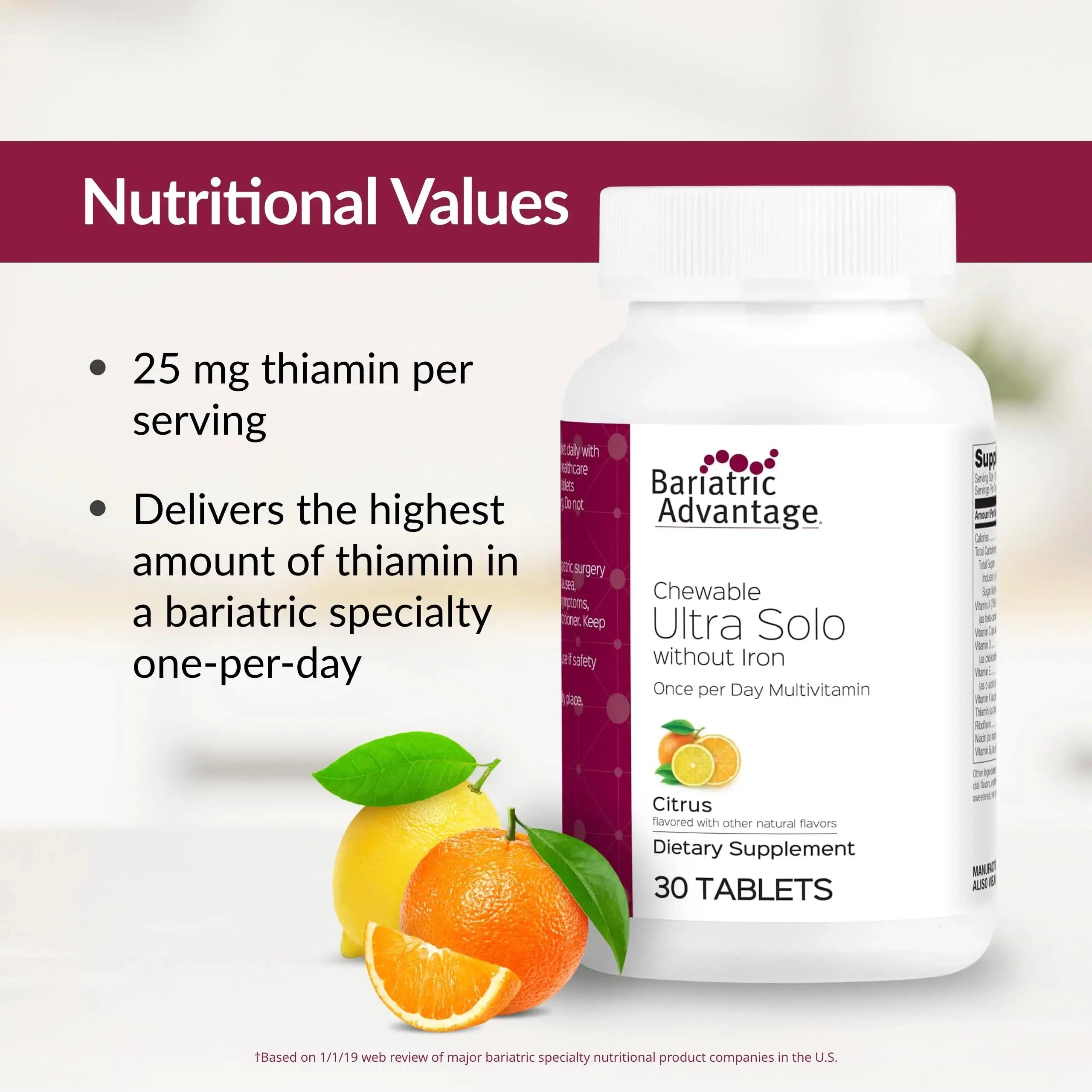 Bariatric Advantage Chewable Ultra Solo Without Iron - Once-Per-Day Daily Multivitamin - for Bariatric Surgery Patients Bariatric Advantage Au supplements