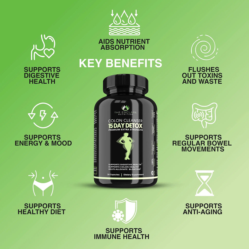 Colon Cleanse Fast-Acting Colon Cleanser Detox. Healthy Bowel Movement THE ENCLARE NUTRITION Au supplements