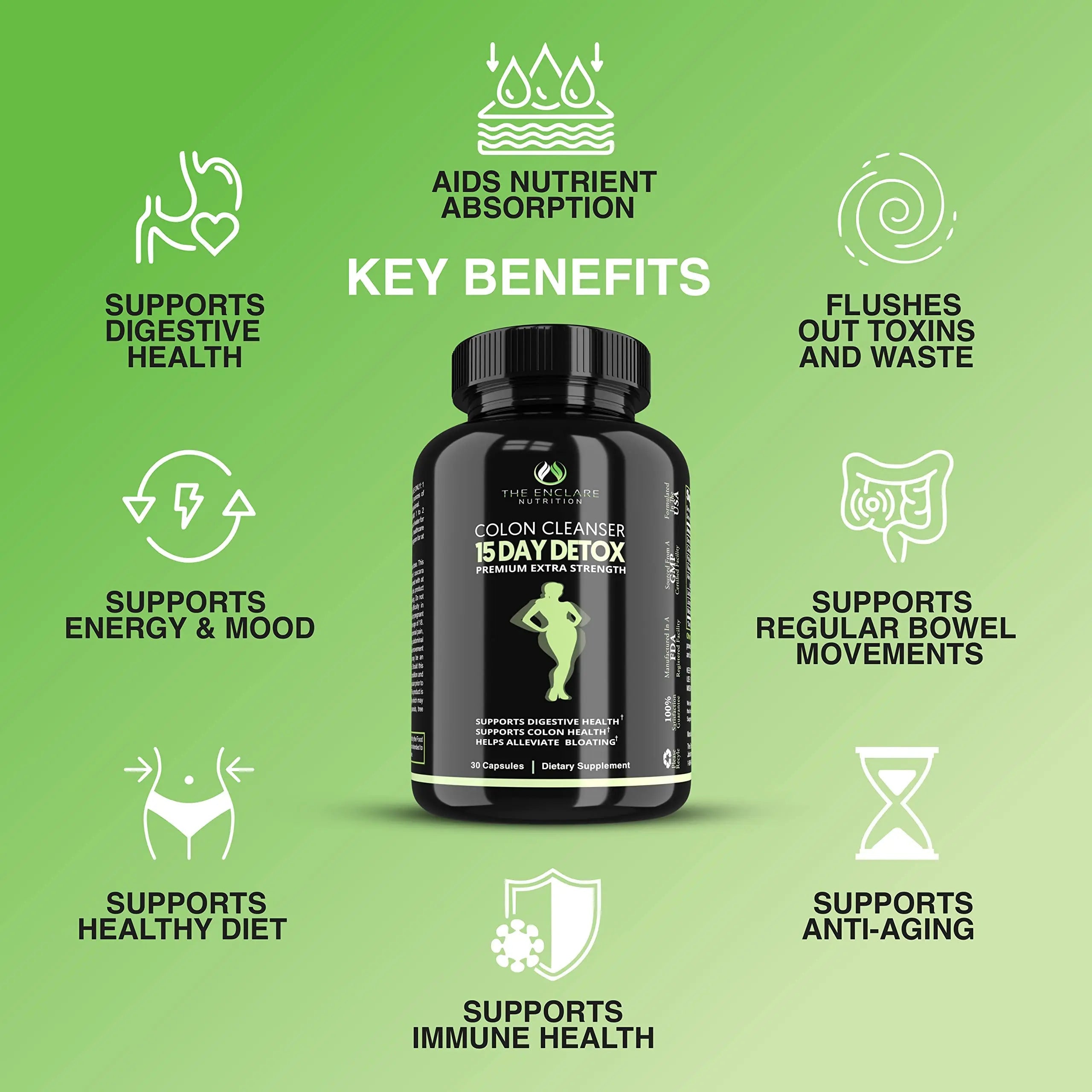 Colon Cleanse Fast-Acting Colon Cleanser Detox. Healthy Bowel Movement THE ENCLARE NUTRITION Au supplements