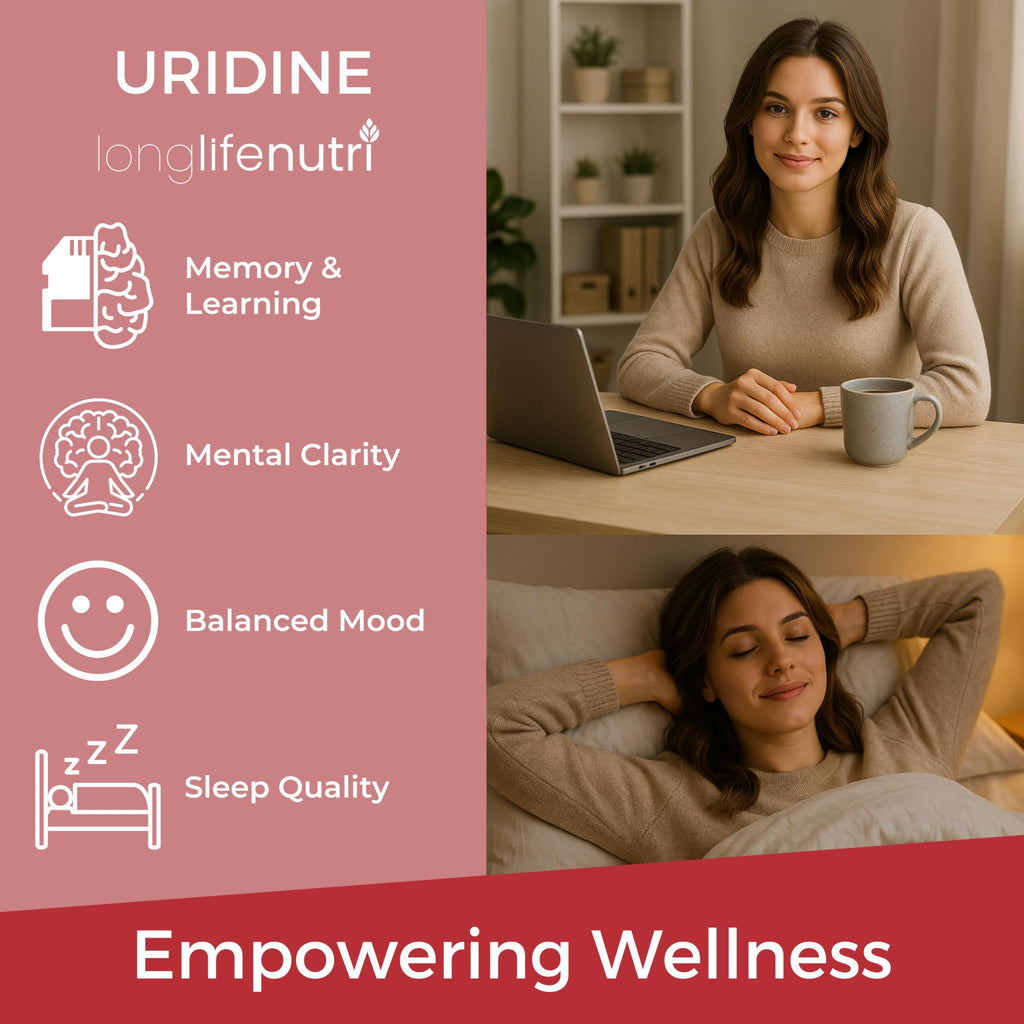 LongLifeNutri Uridine Monophosphate 300mg – Choline Precursor & Synaptic Function, Nootropic for Focus & Mental Performance, 120 Vegetarian Capsules, 4-Month Supply, GMP Certified, Made in USA LongLifeNutri Au supplements