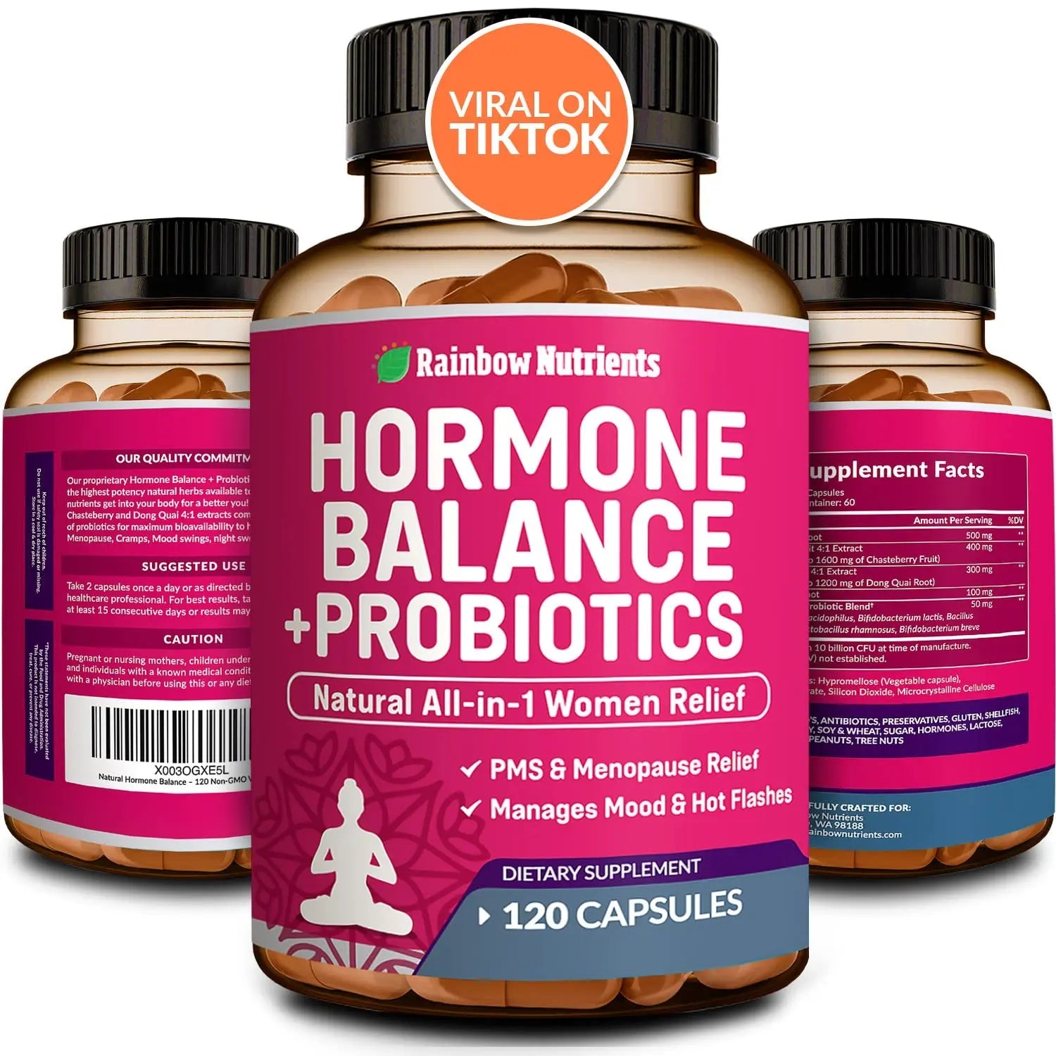 Hormone Balance + Probiotics for Women (3450mg) Natural Relief for Menopause Rainbow Nutrients, LLC Au supplements