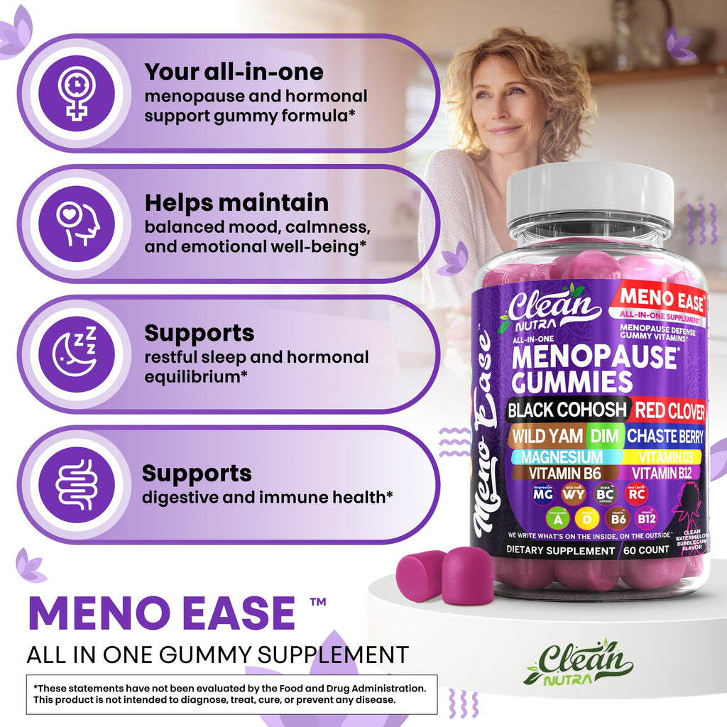 Menopause Supplement for Women Gummies with Black Cohosh, Wild Yam, DIM, Magnesium, Red Clover Chasteberry for Hormone Balance Relief Night Sweats Mood Plus Bergamot, Vitamin D3, Vitamin B6 B12 Clean Nutraceuticals Au supplements