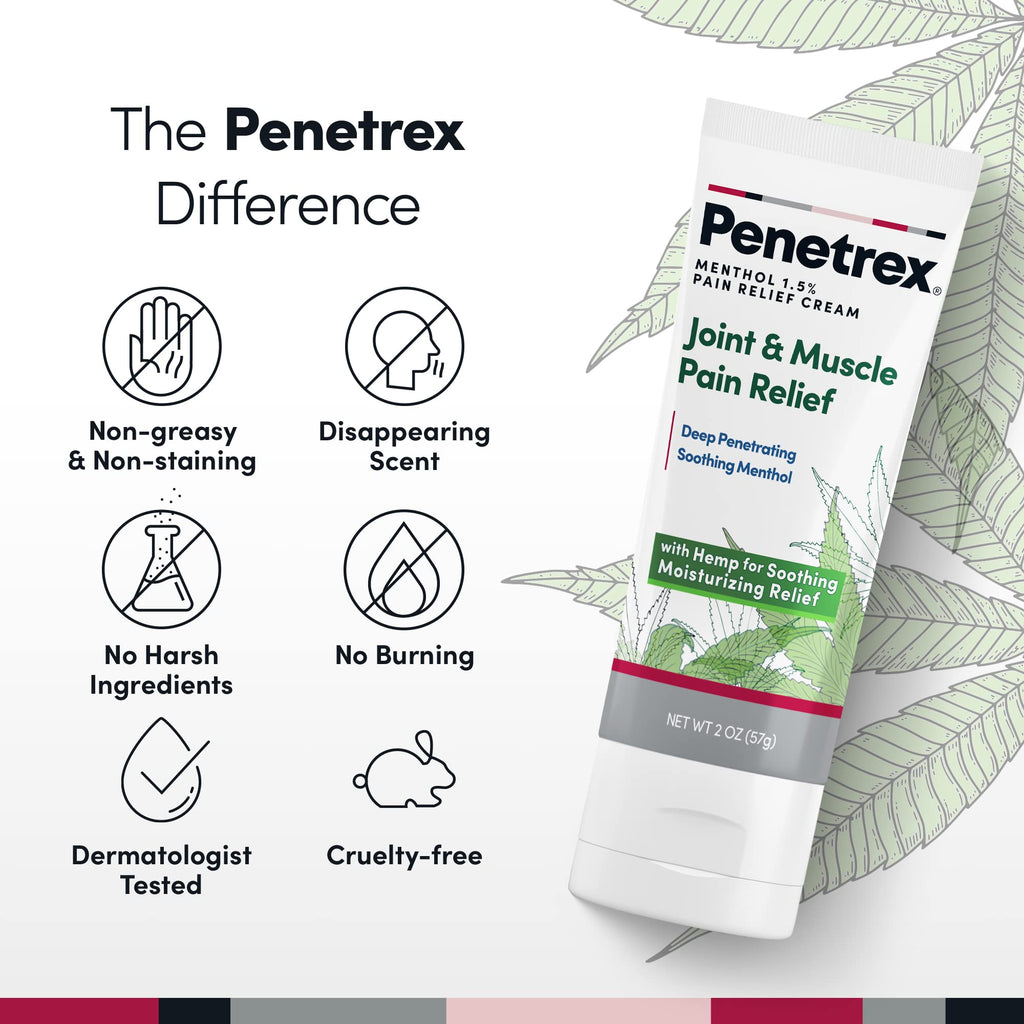Penetrex Soothing Joint & Muscle Pain Relief Cream with Hemp - Deep Penetrating Menthol, Arnica and Hemp for Soothing, Hydrating Relief - Non-Greasy, Easy to Apply, Pleasant Scent- 2oz Squeezable Tube Penetrex Au supplements