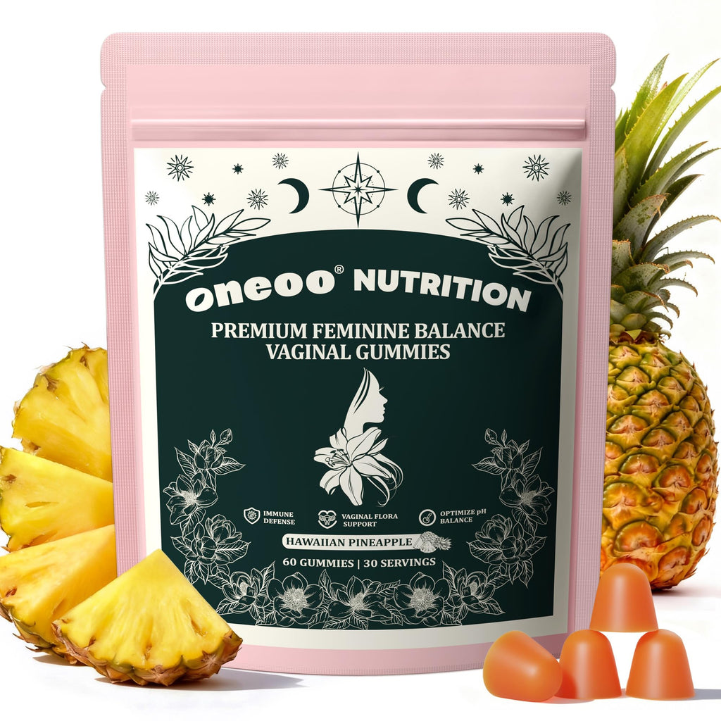 Oneoo Feminine Balance Gummies - Premium Balance Gummies for Women's pH Health, Feminine Gummy for Immune & Energy Support, Vegan, Gluten-Free, Hawaiian Pineapple, 60 Count Oneoo Au supplements