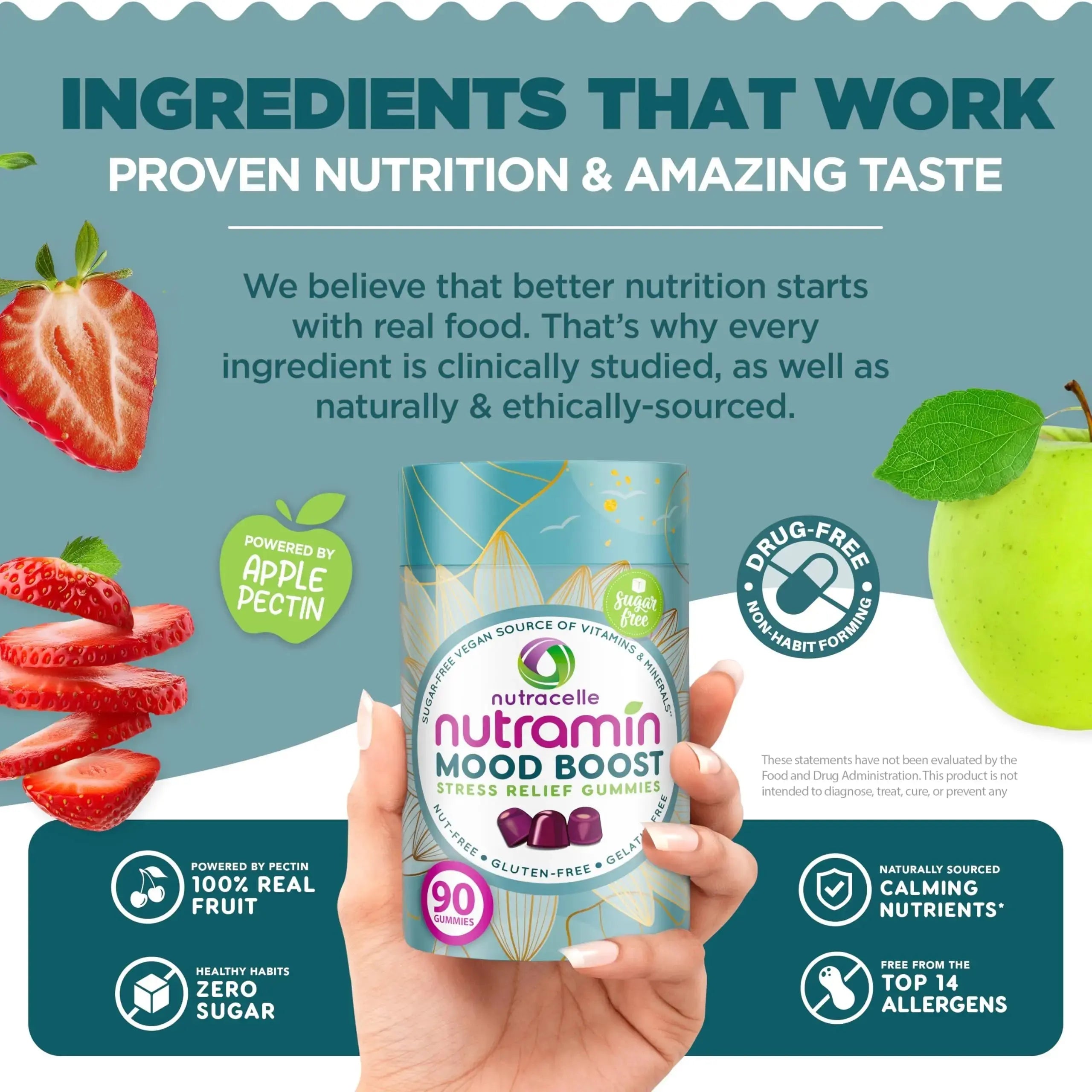 NUTRAMIN Mood Boost Multivitamin Gummy - Delicious & Yummy Anti-Stress Magnesium Ashwagandha Gummies + B Complex Vitamins for Focus and Calm Nutracelle Au supplements