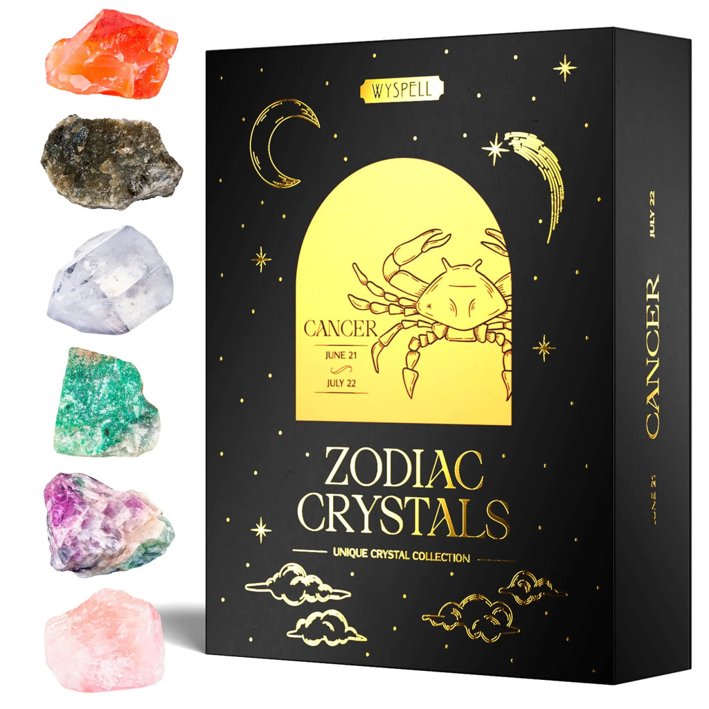 Wyspell Cancer Crystal Set - 6 Raw Cancer Crystals and Healing Stones - Cancer Zodiac Gifts for Women Wyspell Au supplements