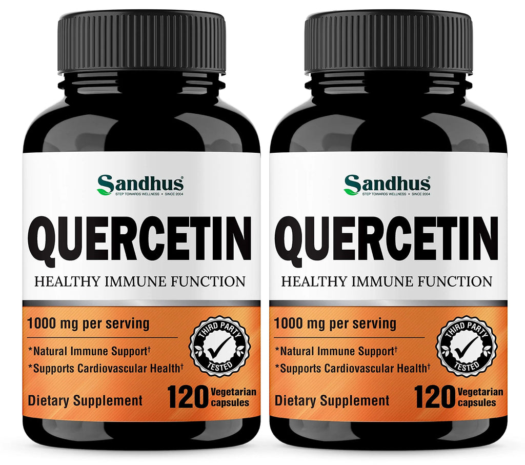 Sandhu's Quercetin 1000mg Per Serving 120 Count(Pack of 2) Vegetarian Capsules Sandhu's Au supplements