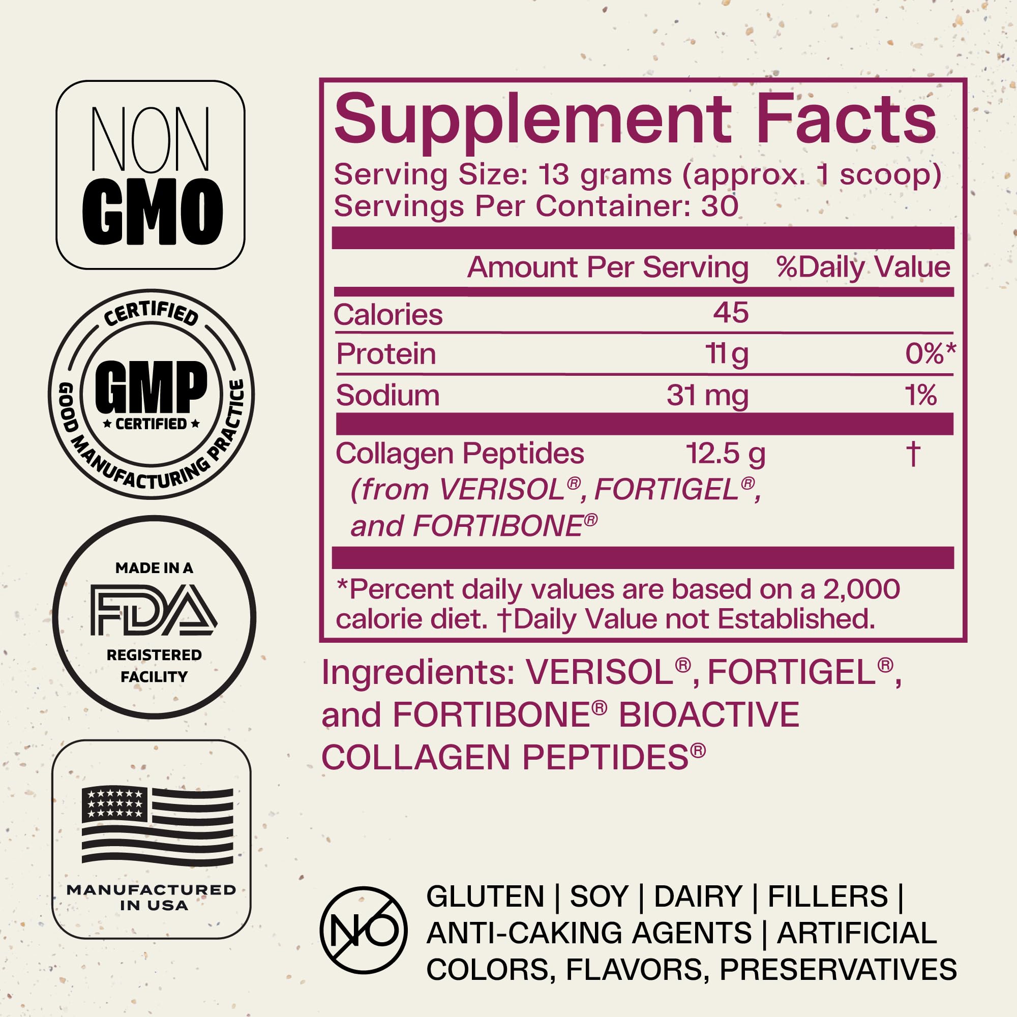 FORTIBONE® Collagen - 3 Clinically-Supported Bioactive Collagen Peptides with FORTIBONE®, FORTIGEL®, VERISOL® Unflavored Collagen for Women - Reduce Wrinkles,