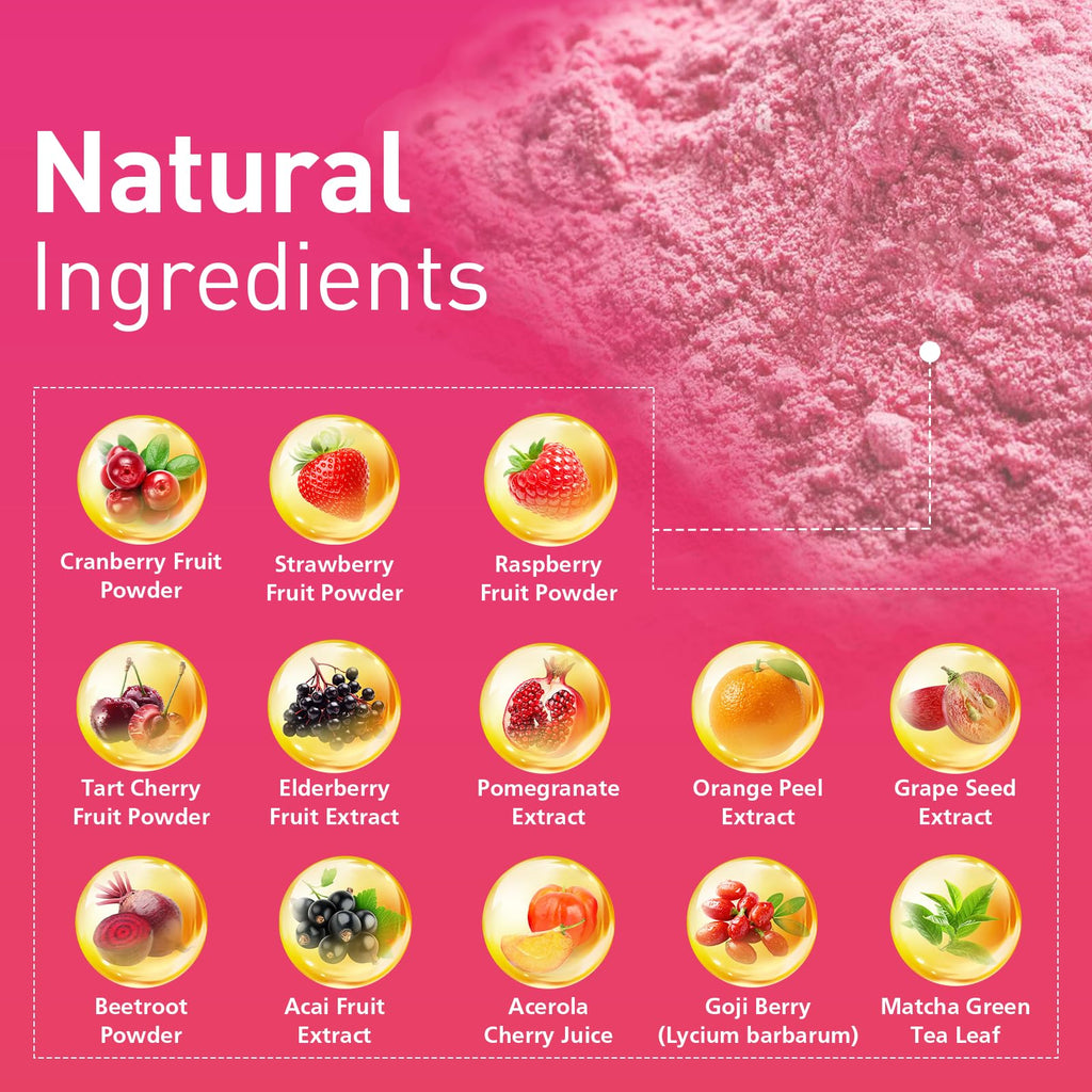 Migcopat Superfood Fiber Powder with Probiotics, Prebiotics, Digestive Enzymes, Vitamin C, Inulin, Magnesium, 14G Fiber Supplement for Digestive Support & Skin Health