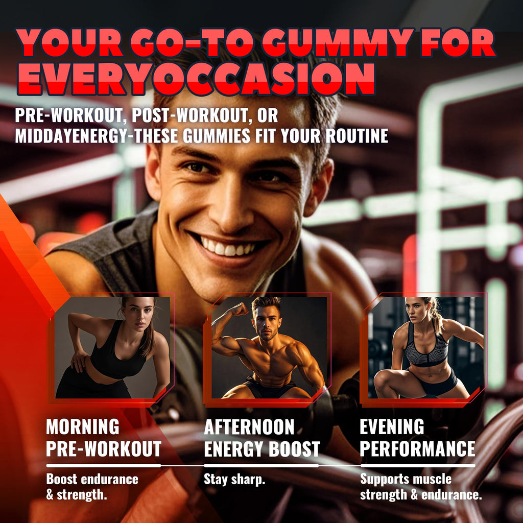 GlucoBio Creatine Monohydrate Gummies (5g) – Pre-Workout Energy & Muscle Growth Support for Men & Women
