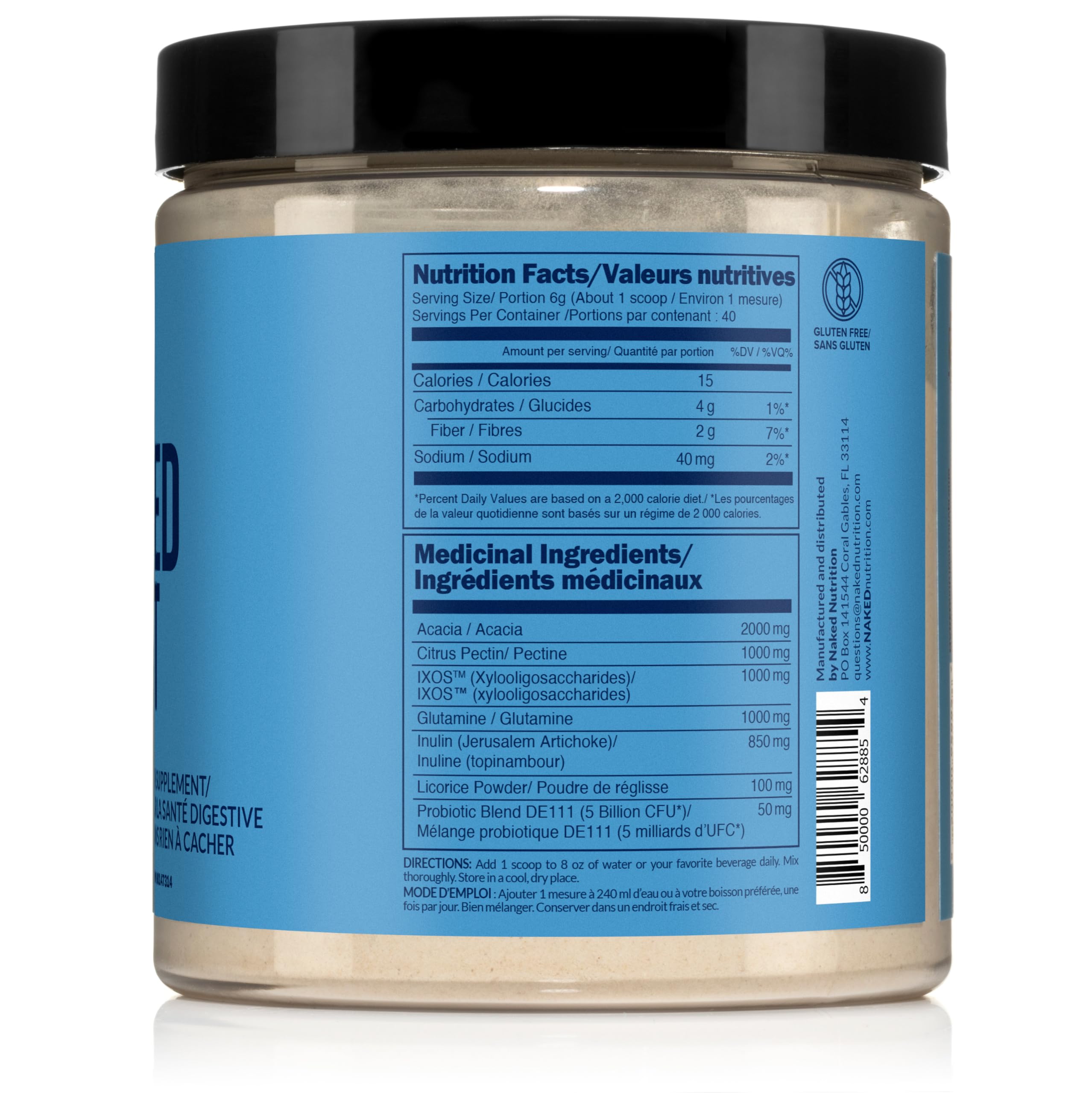 NAKED Gut - Daily Gut Health Supplement - Natural Gut Health Powder for Gut Cleanse, Digestive Support, GMO-Free, Soy-Free, Gluten-Free,