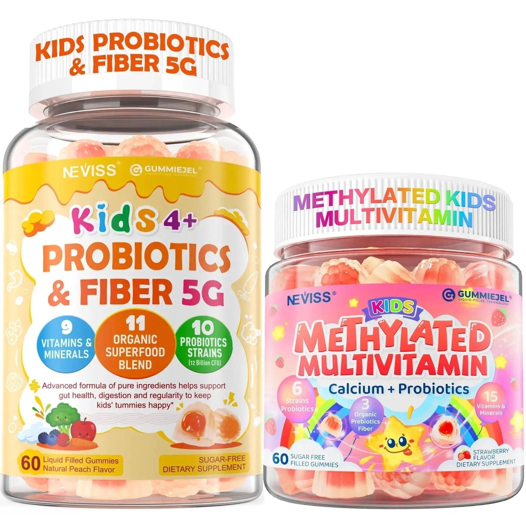 NEVISS Kids Multivitamin Gummies & Probiotics for Kids Teen + Veggie & Fruit Fiber Gummies NEVISS Au supplements