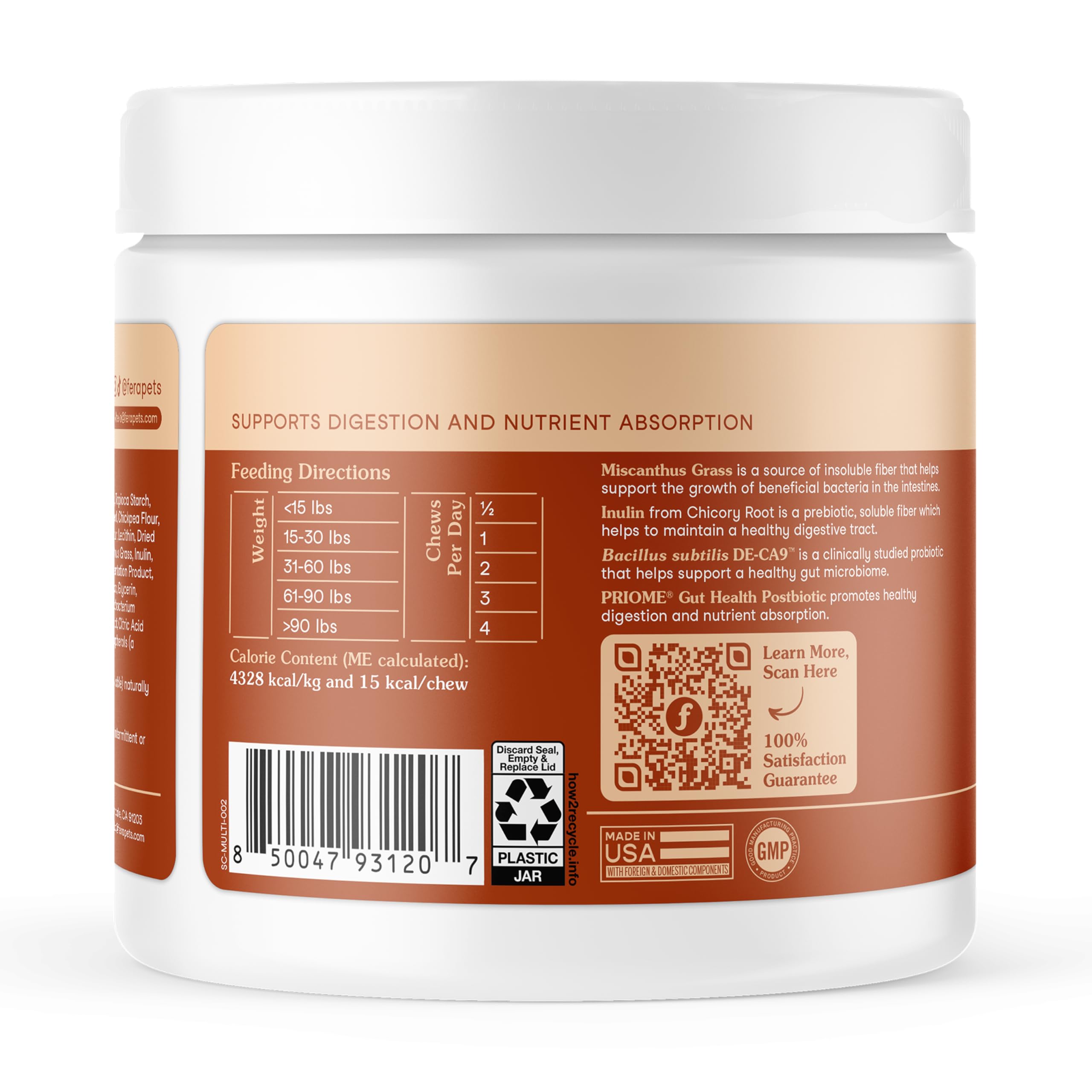 Fera Pets Probiotics for Dogs with Prebiotics and Postbiotics - Full Spectrum Gut Health Support - Promotes a Balanced Gut Microbiome - Boosts Immune Health - 30 Soft Chews Fera Pets Au supplements