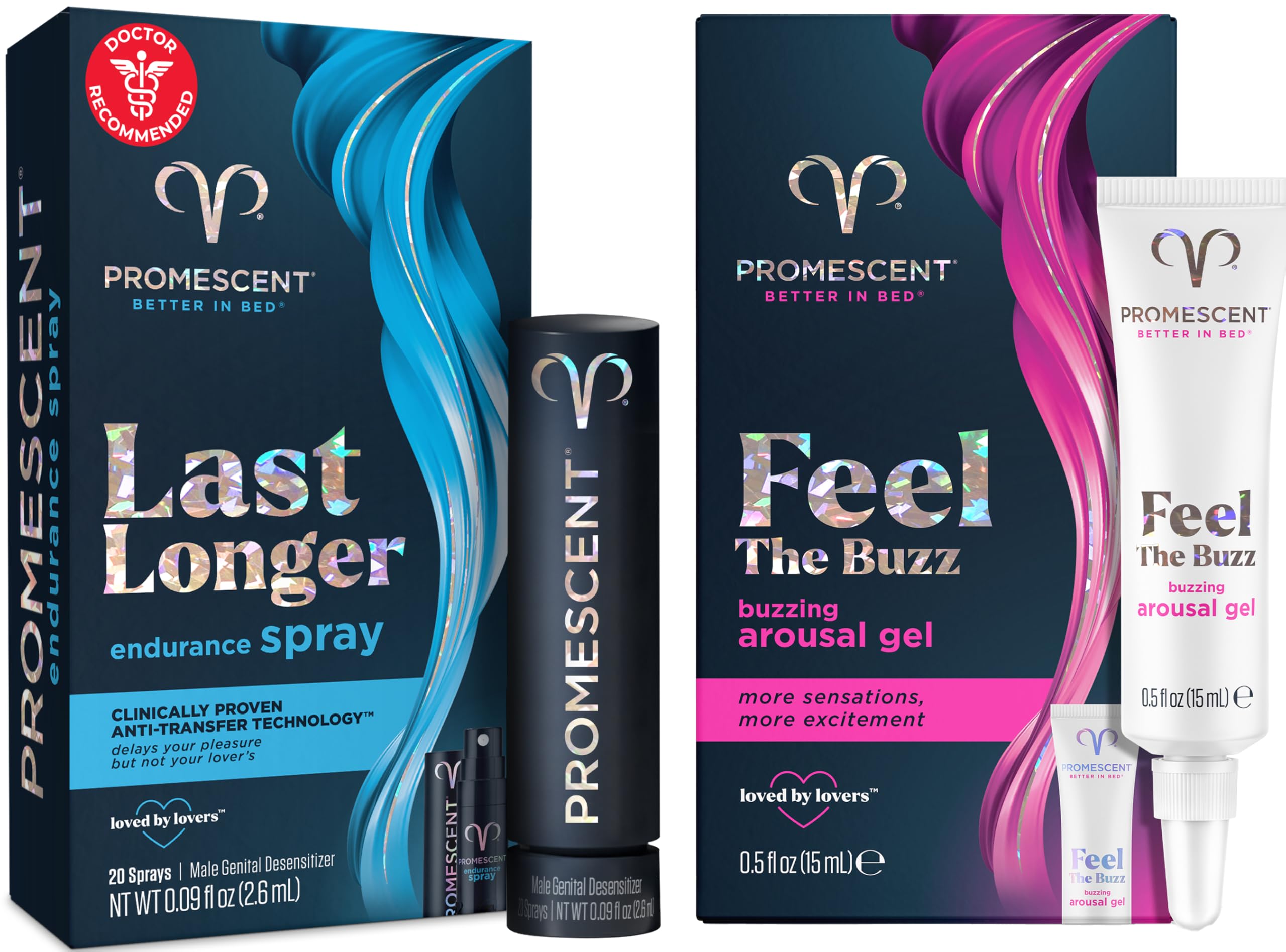 Promescent Desensitizing Delay Spray for Men, Last Longer in Bed + Women's Buzzing Gel for Intense Sensations Bundle Promescent Au supplements