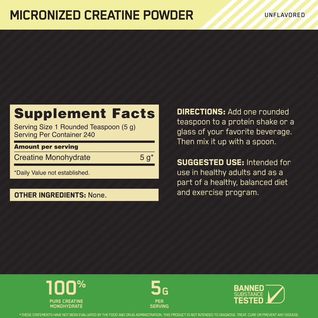 Optimum Nutrition Micronized Creatine Monohydrate Powder, Unflavored, Keto Friendly Optimum Nutrition Au supplements