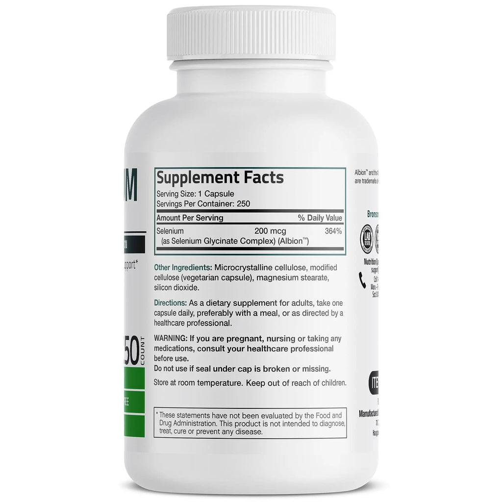Bronson Selenium 200 mcg – Yeast Free Chelated Amino Acid Complex - Essential Trace Mineral with Superior Absorption Bronson Au supplements