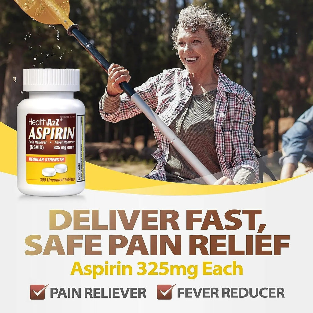 HealthA2Z® Aspirin 325mg | Uncoated Tablets |Original Strength | Pain Reliver | Fever Reducer | Compare to Bayer® Active Ingredients… (300 Counts) HealthA2Z Au supplements