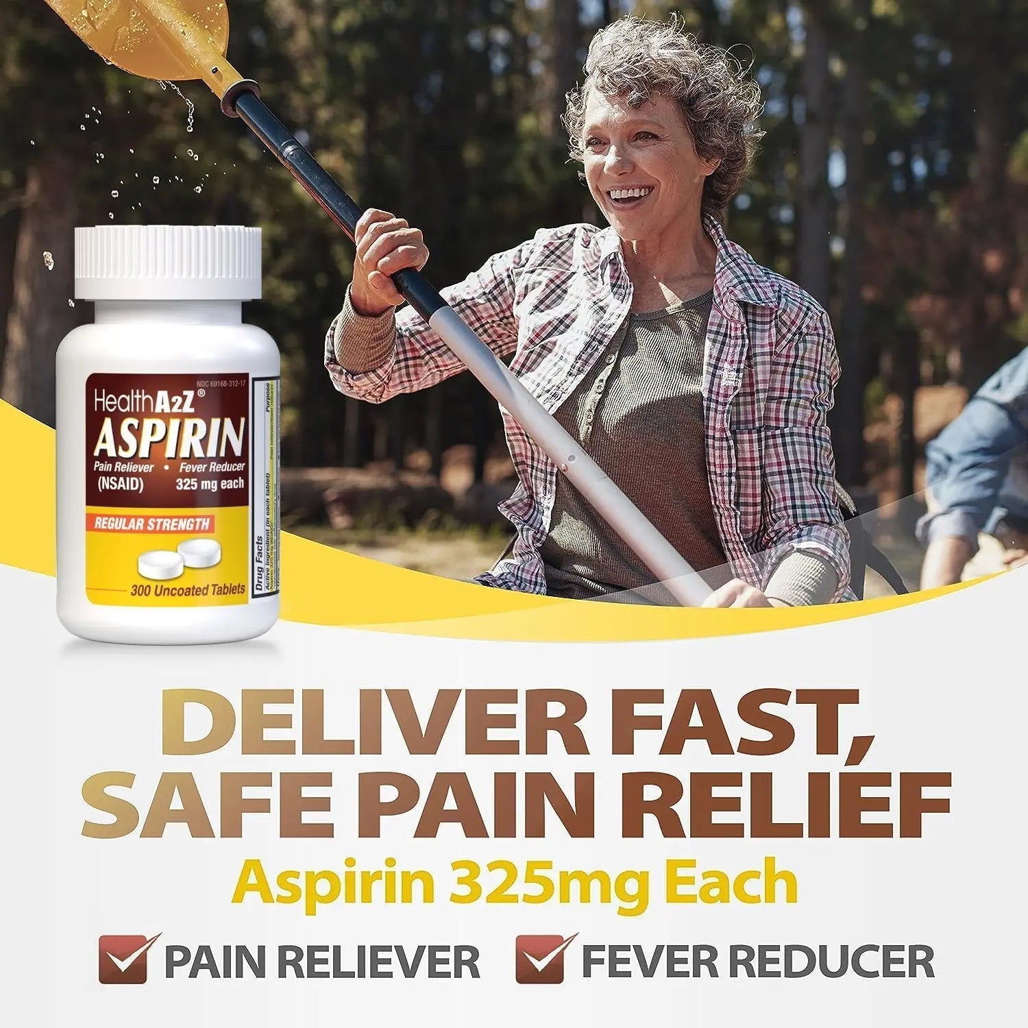 HealthA2Z® Aspirin 325mg | Uncoated Tablets |Original Strength | Pain Reliver | Fever Reducer | Compare to Bayer® Active Ingredients… (300 Counts) HealthA2Z Au supplements