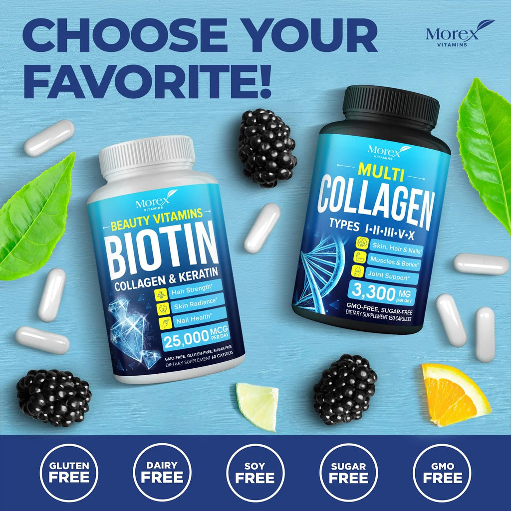 Multi Collagen Pills (Types I, II, III, V & X) - Marine Collagen & Bone Broth Capsules MOREX VITAMINS Au supplements