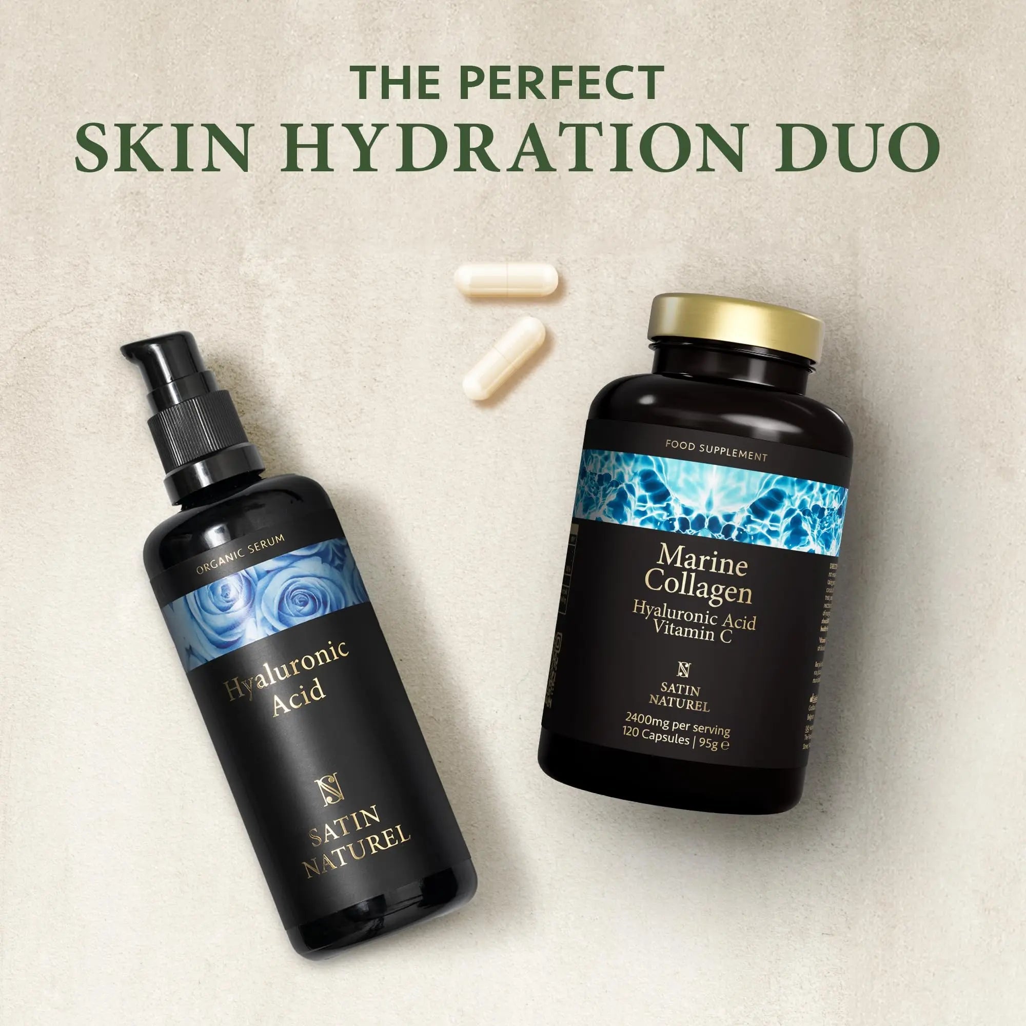 Marine Collagen Capsules with Hyaluronic Acid + Vitamin C 2400mg - High Strength Collagen SatinNaturel Au supplements