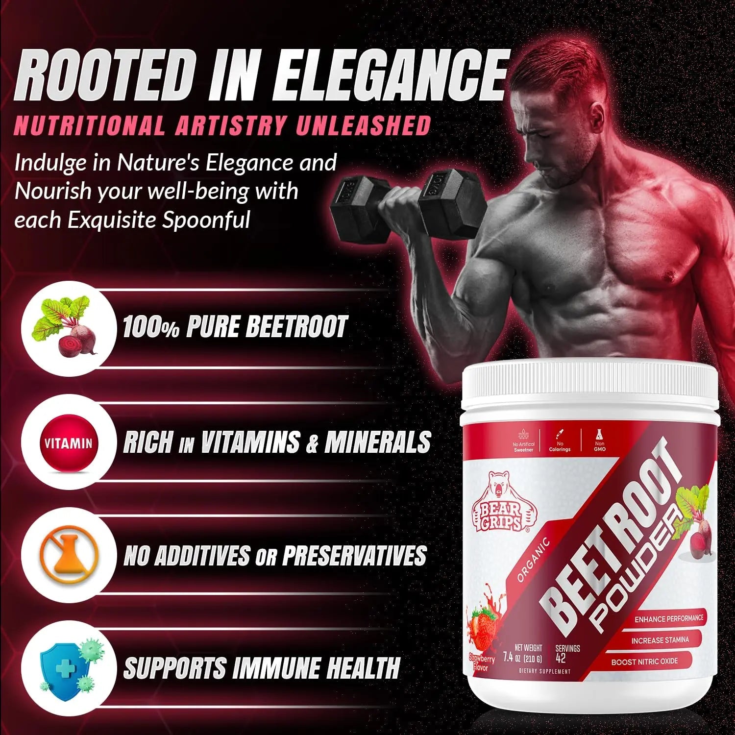 Organic Beet Root Powder - Nitric Oxide Supplement Super Food Beets Supplements Bear Grips Au supplements