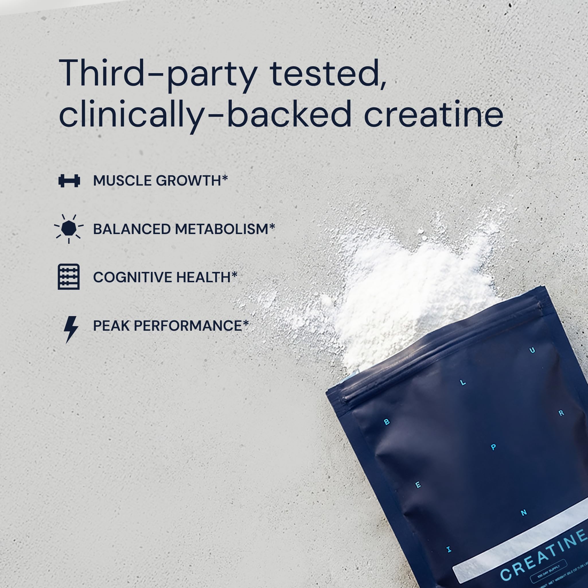 Blueprint Bryan Johnson Creatine Monohydrate Powder – Amino Acid Powder - Supplement Supports Muscle Growth, Recovery, Strength & Focus – Unflavored Creatine for Women & Men – 5g Dose – 100 Servings