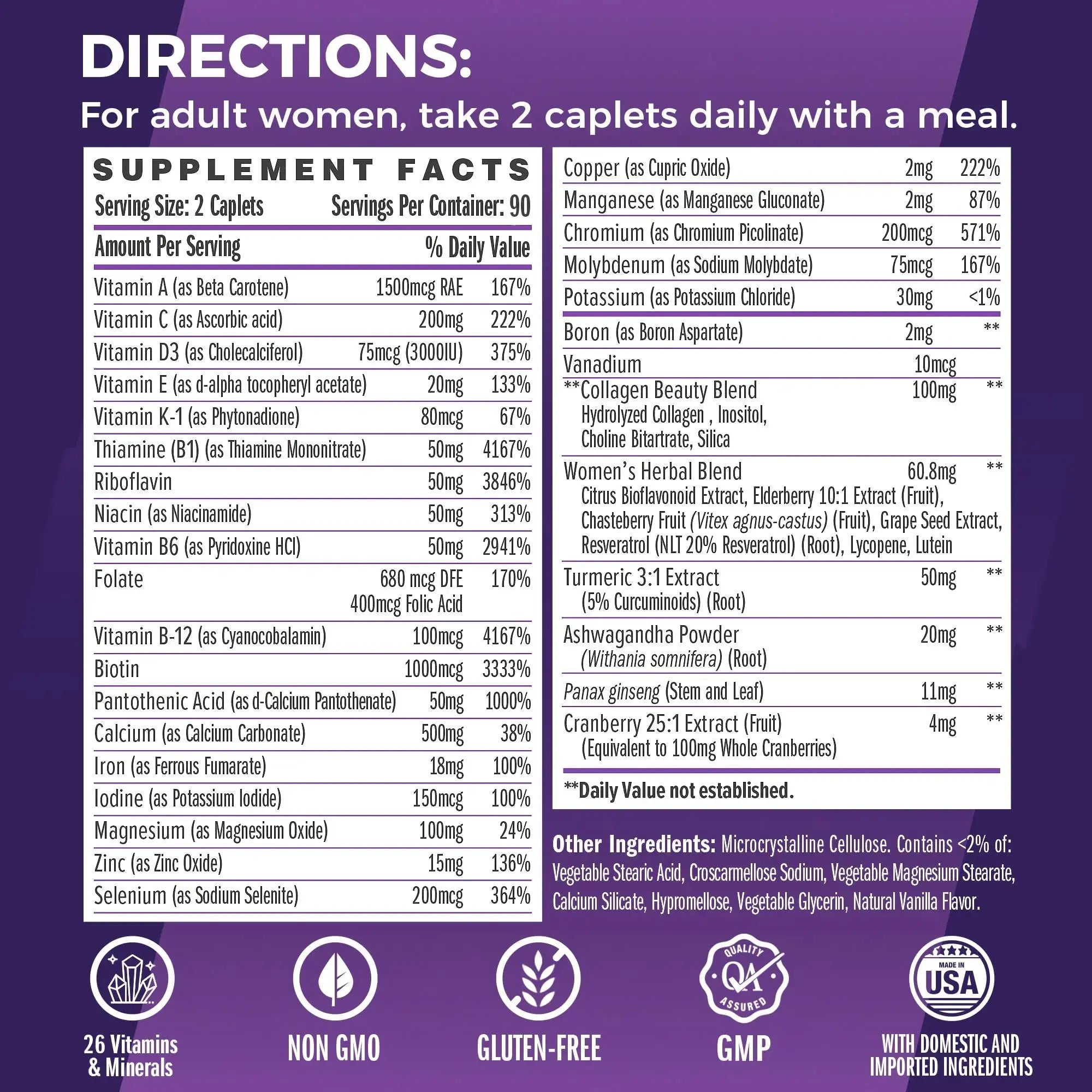 Vitamin World Ultra 360 Multivitamin for Women, Women's Multivitamin with Herbs & Collagen for Hair, Skin & Nails, Supplement with Iron, Vitamin A, B, C, D, E Vitamin World Au supplements