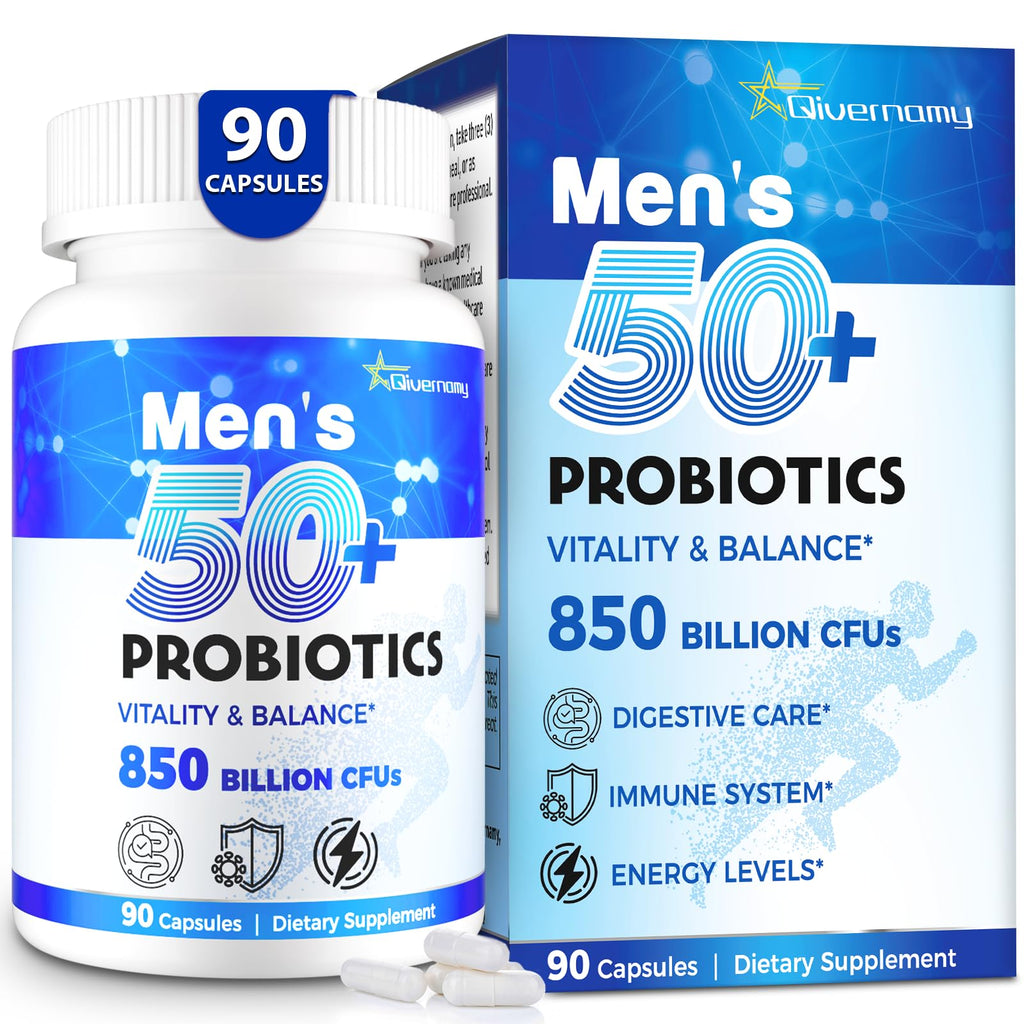 Probiotics for Men, Advanced 50+ Mens Probiotic, Comprehensive Gut & Energy Support with 850 Billion CFU, 1800mg Prebiotics Fiber – Tailored Wellness mens probiotics