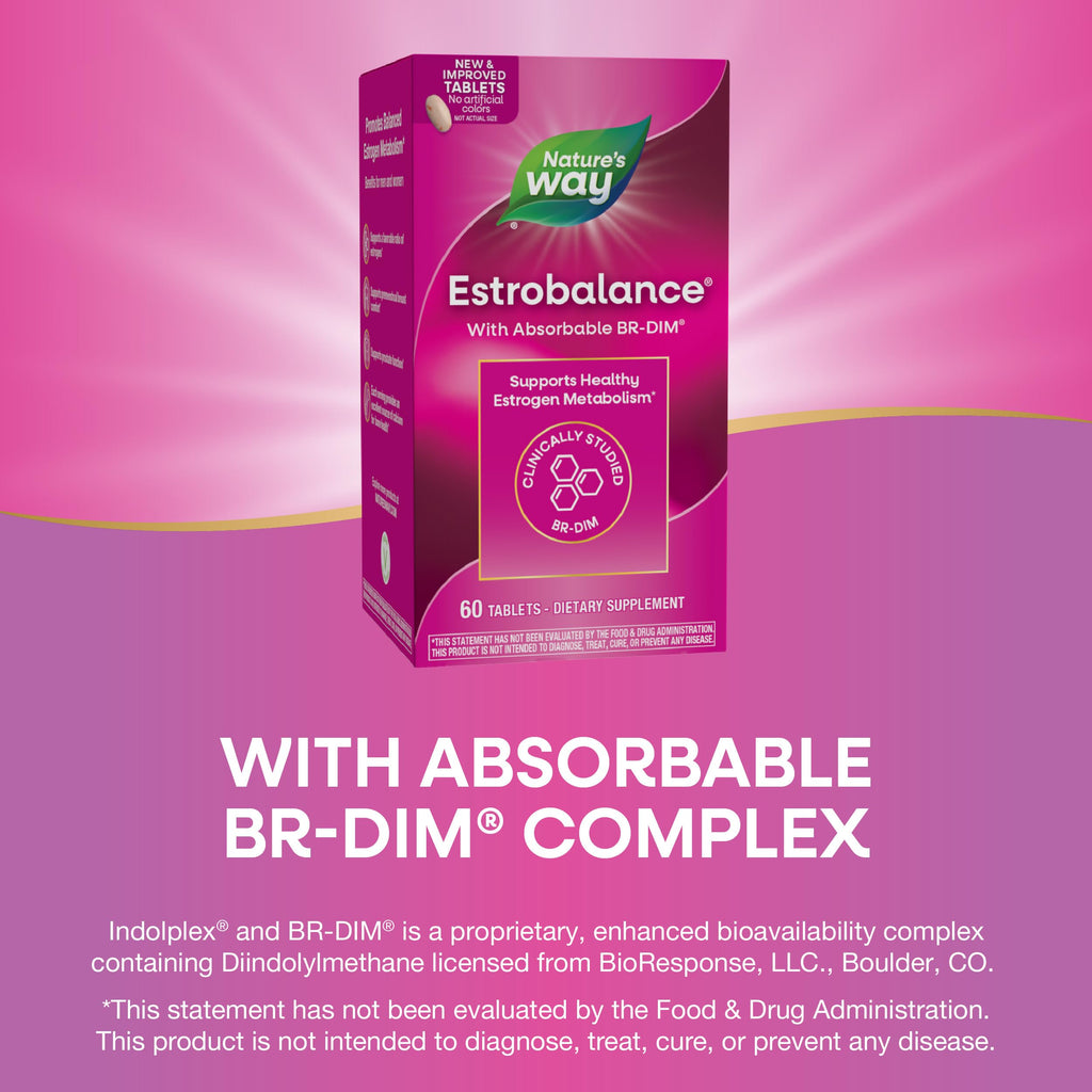 Nature's Way Estrobalance, Absorbable BR-DIM, Supports Healthy Estrogen Metabolism*, Vegan, Gluten Free, 60 Tablets (Packaging May Vary) Nature's Way Au supplements
