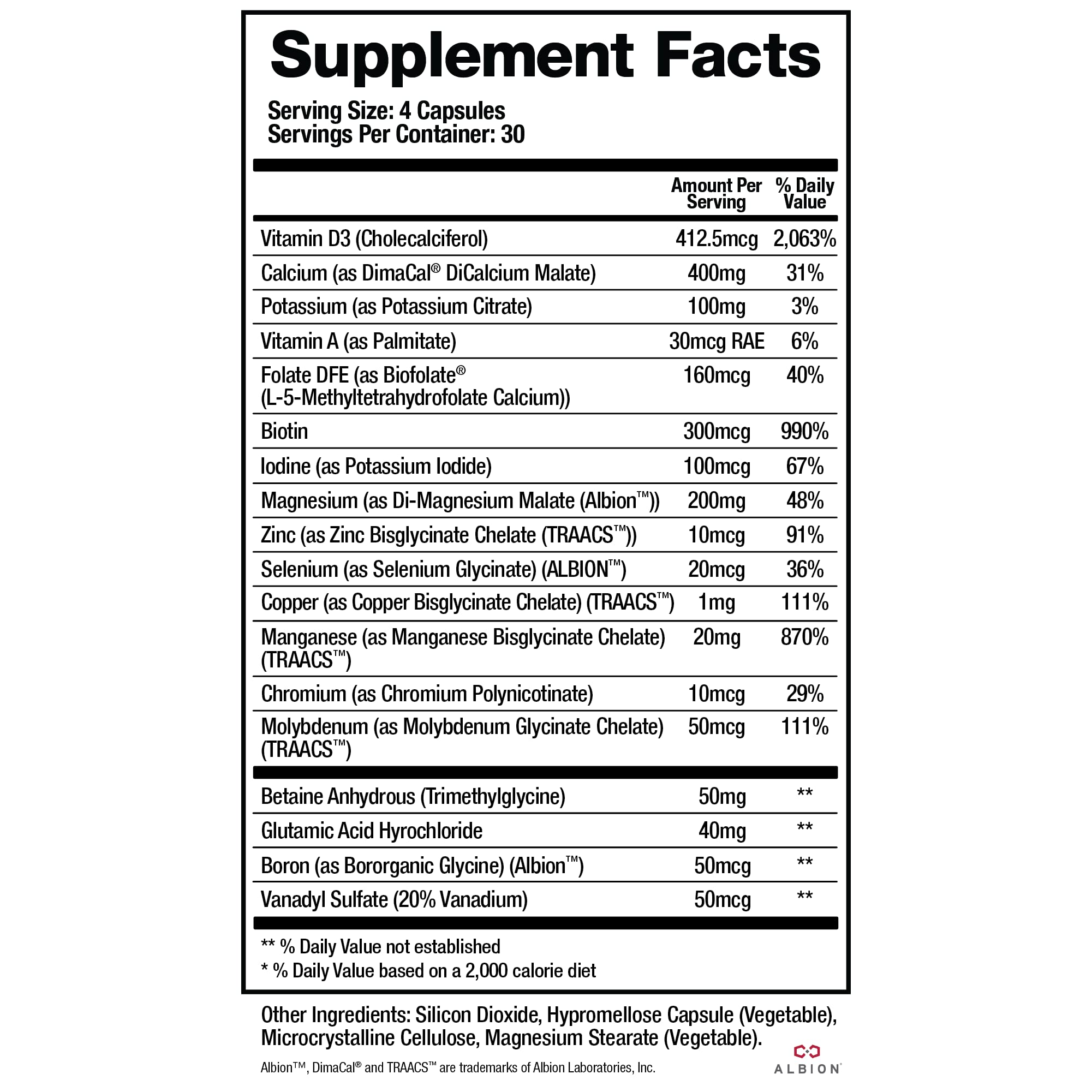 BioMatrix Mineral Supplement for Men and Women, Chelated Minerals | Iron-Free, Calcium, Magnesium, Copper, Zinc, Vitamin D, Iodine | Veggie Caps, 30-Day Supply BioMatrix Au supplements