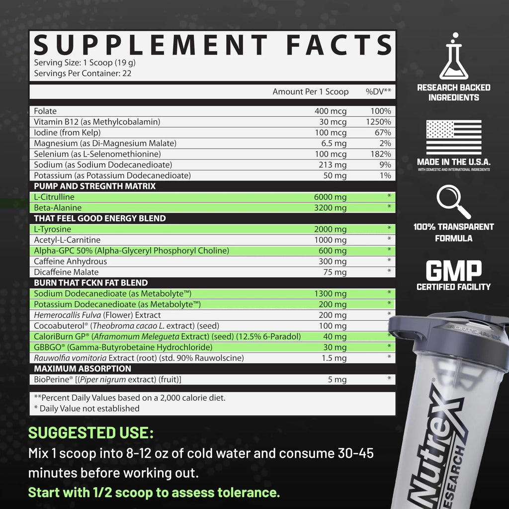 Nutrex Research Outlift Burn Thermogenic Pre Workout Powder, 2 in 1 Performance Nutrex Research Au supplements