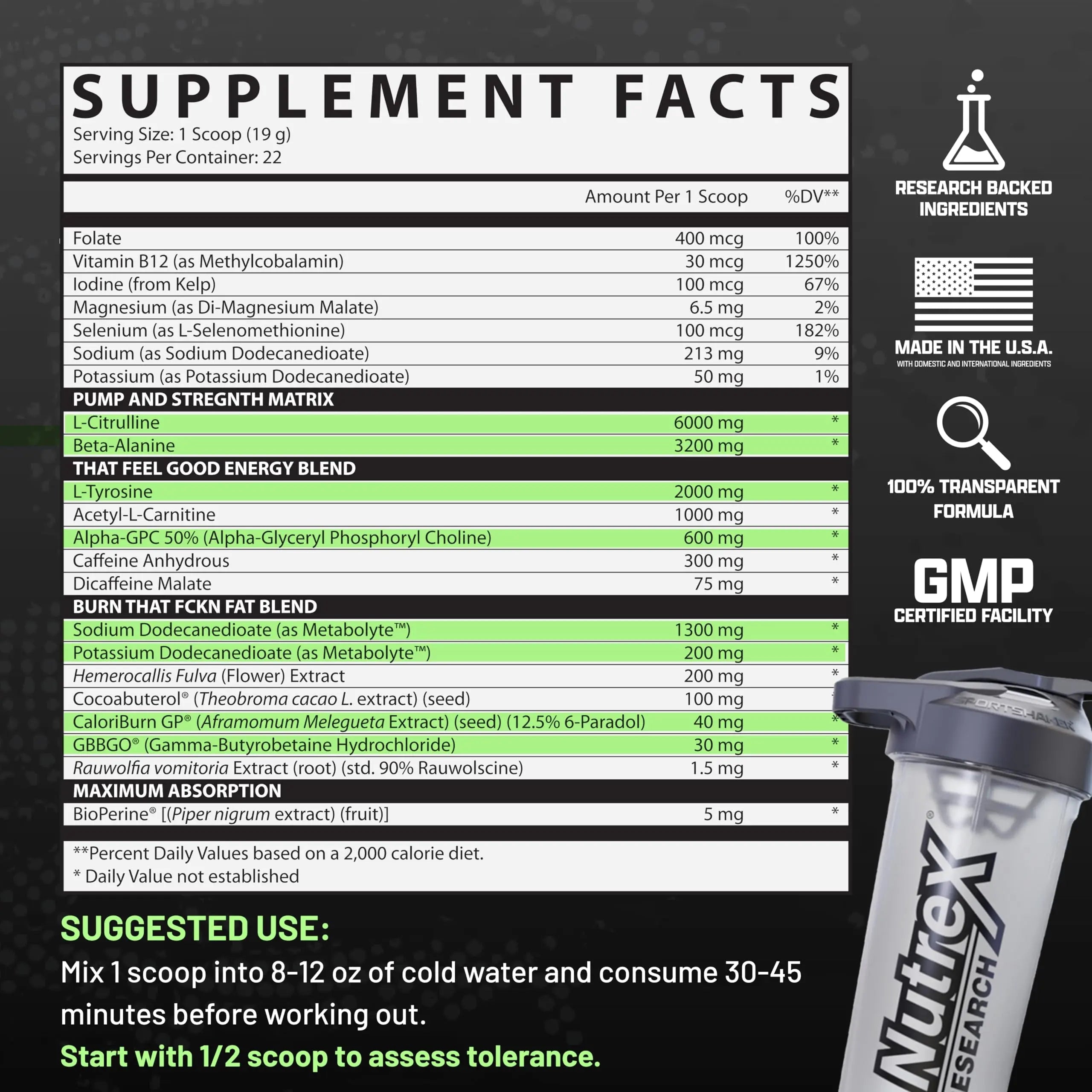 Nutrex Research Outlift Burn Thermogenic Pre Workout Powder, 2 in 1 Performance Nutrex Research Au supplements