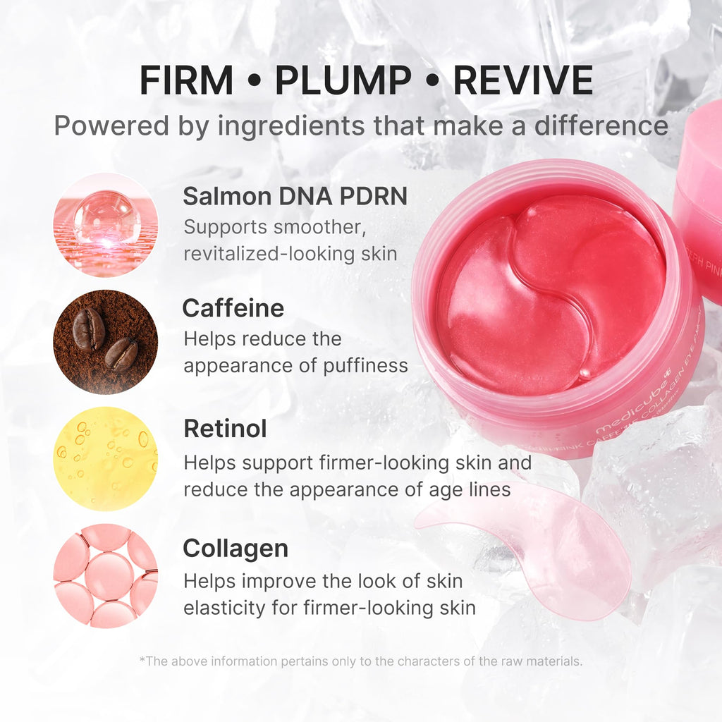 medicube PDRN Caffeine Collagen Eye Patch | Gel Eye Patches for the appearance of Dark Circles, Undereye Bags