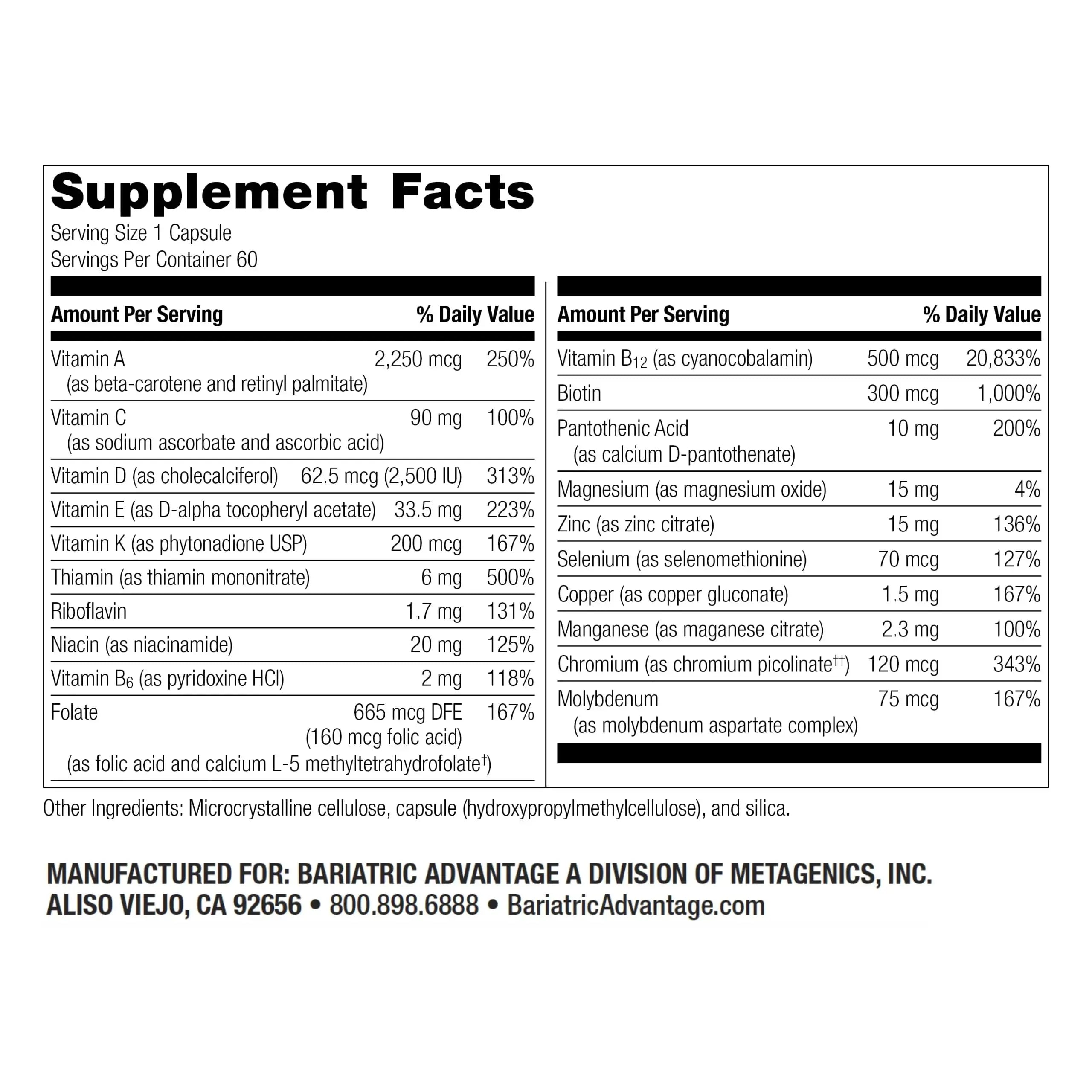 Bariatric Advantage High ADEK Multi - for Bariatric Surgery Patients - Multivitamin with Vitamins A, D, E, K & Trace Minerals Bariatric Advantage Au supplements