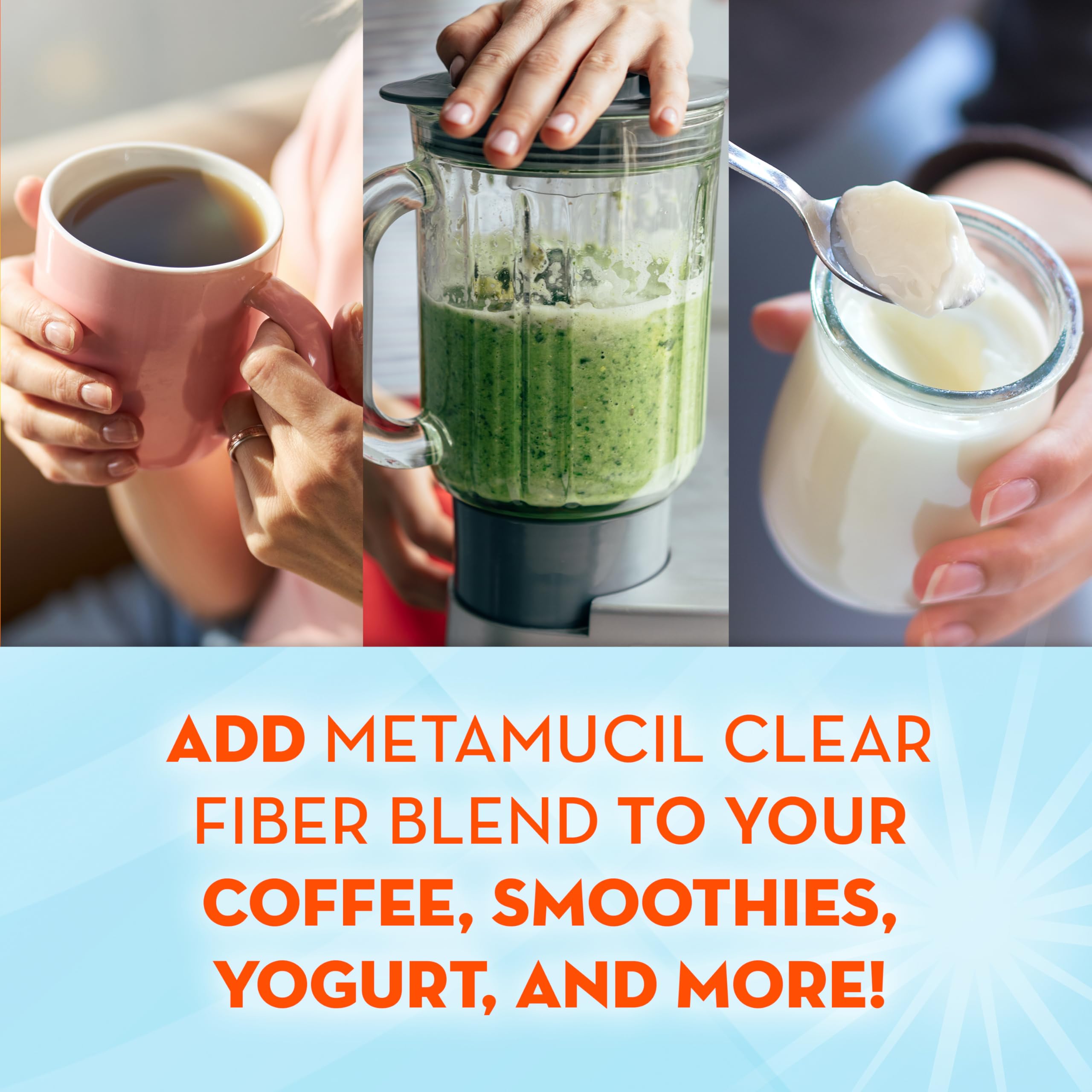 Metamucil Fiber Supplement, Unflavored Clear Mixing Powder, No Grit, No Sugar Added, Plant Based Prebiotic Fiber Supplement