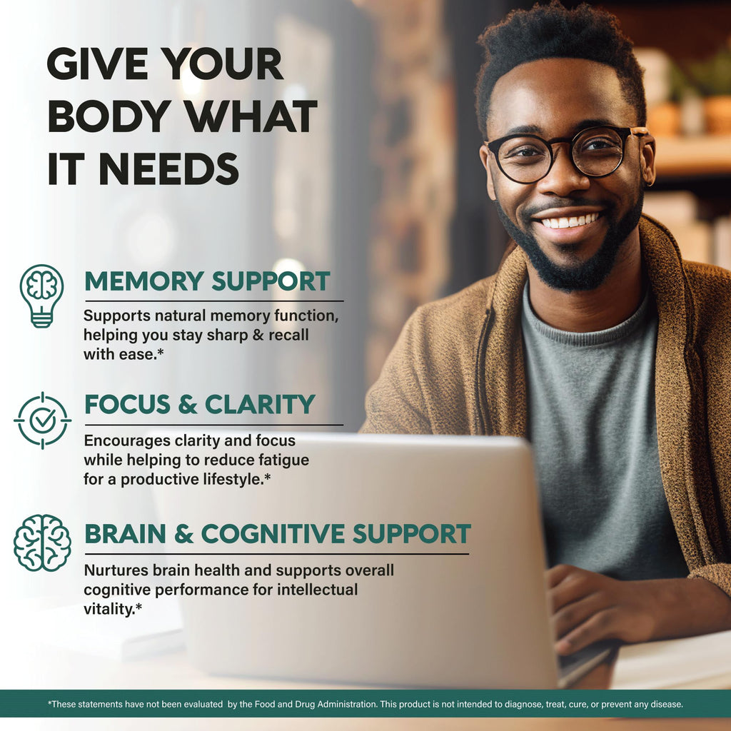 Lions Mane Supplement Capsules - Organic Lions Mane - Made in USA - Fruiting Bodies Extract - 1200 mg, 25% Polysaccharides - Memory & Focus Support