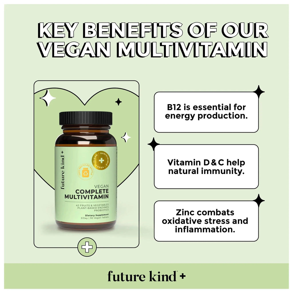 Future Kind Multivitamin Bundle - Vegan Complete Multivitamin and Vegan Essential Multivitamin - Vegan Vitamin B12, Omega 3, and Vitamin D3 - Complete Multivitamin, 42 Vitamins in 1 for Men and Women Future Kind Au supplements